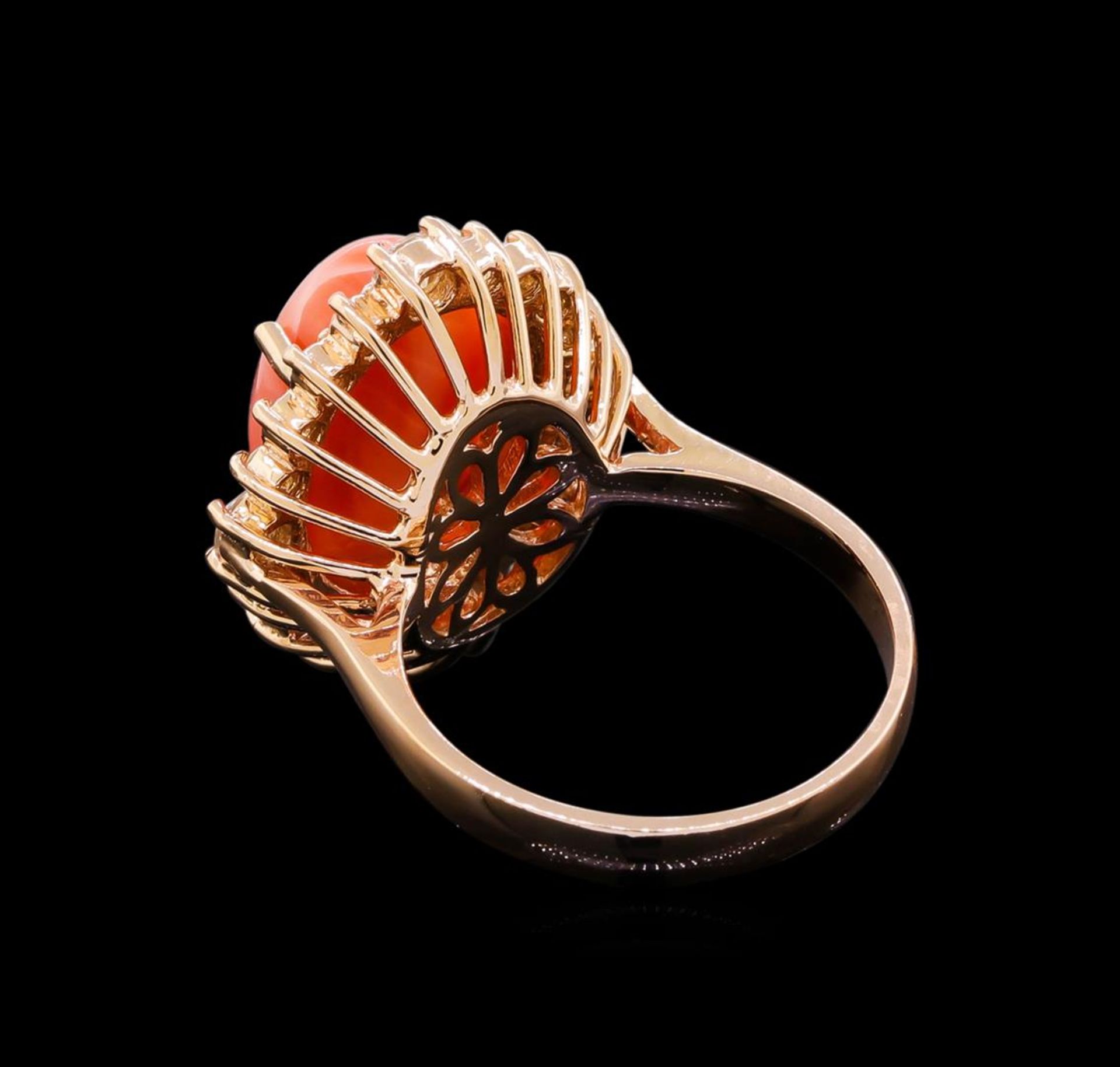 8.10 ctw Pink Coral and Diamond Ring - 14KT Rose Gold - Image 3 of 5