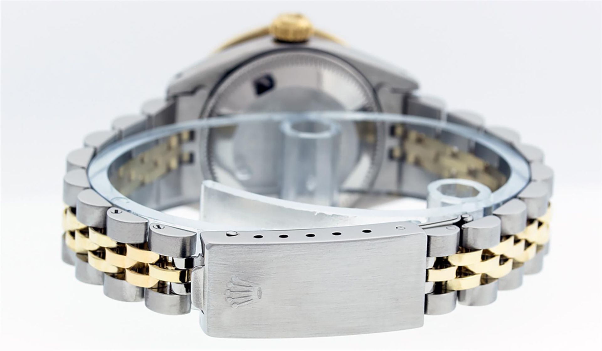 Rolex Ladies 2 Tone Pink MOP Sapphire String Diamond Datejust Wristwatch - Image 9 of 9