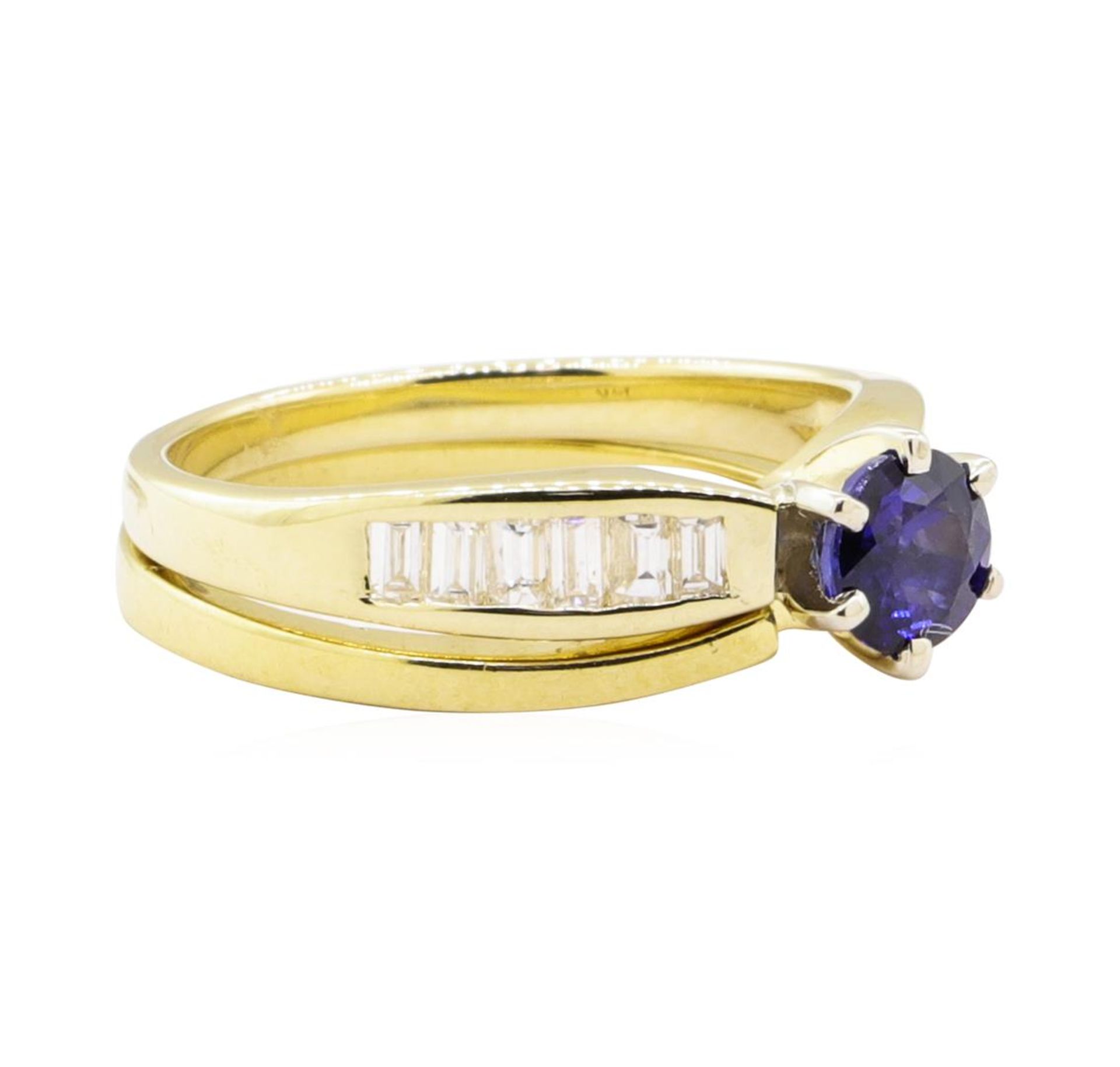 1.17ctw Blue Sapphire and Diamond Ring Set - 14KT Yellow Gold