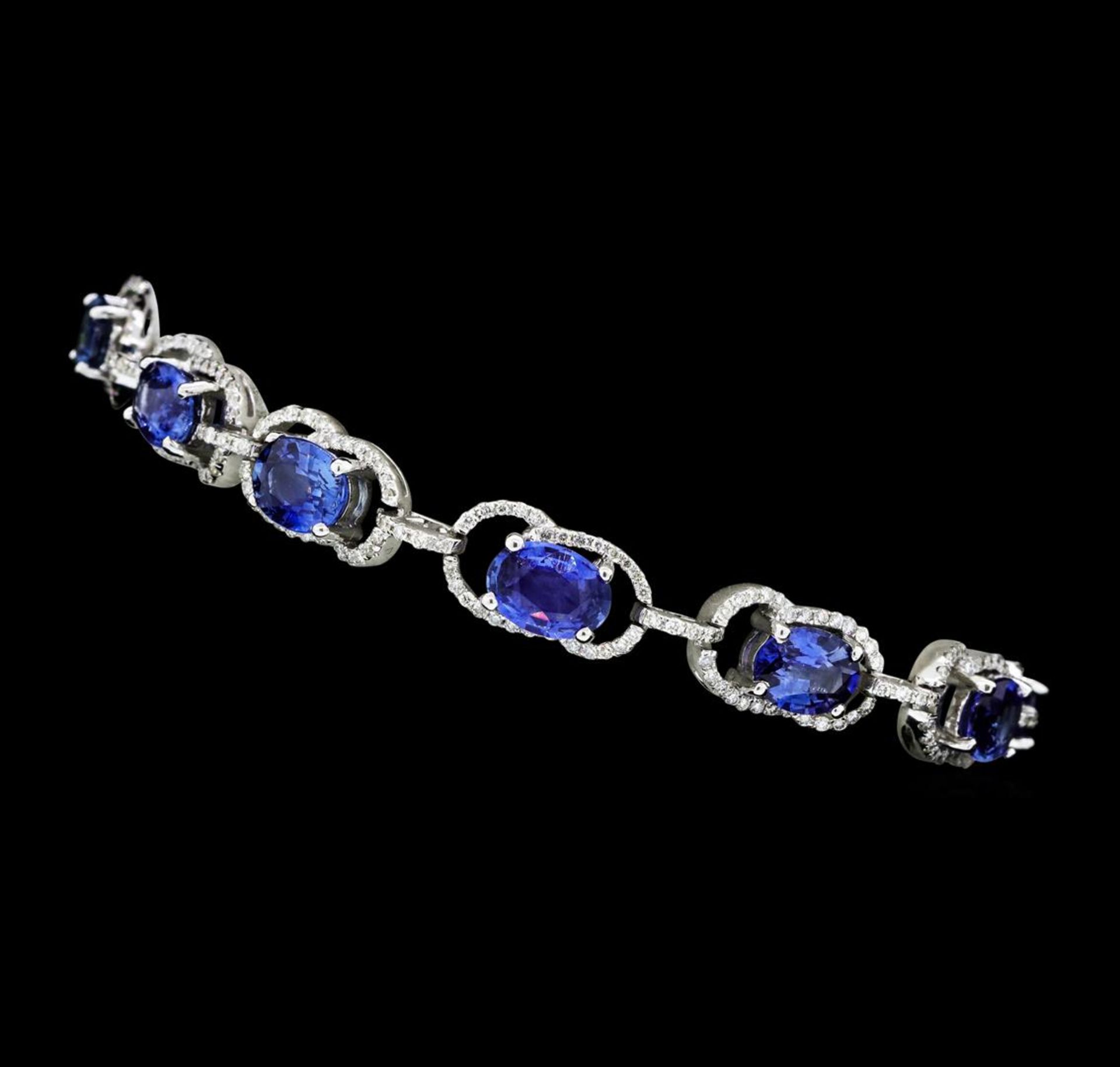 12.46 ctw Oval Mixed Blue Sapphire And Round Brilliant Cut Diamond Bracelet - 14 - Image 2 of 5