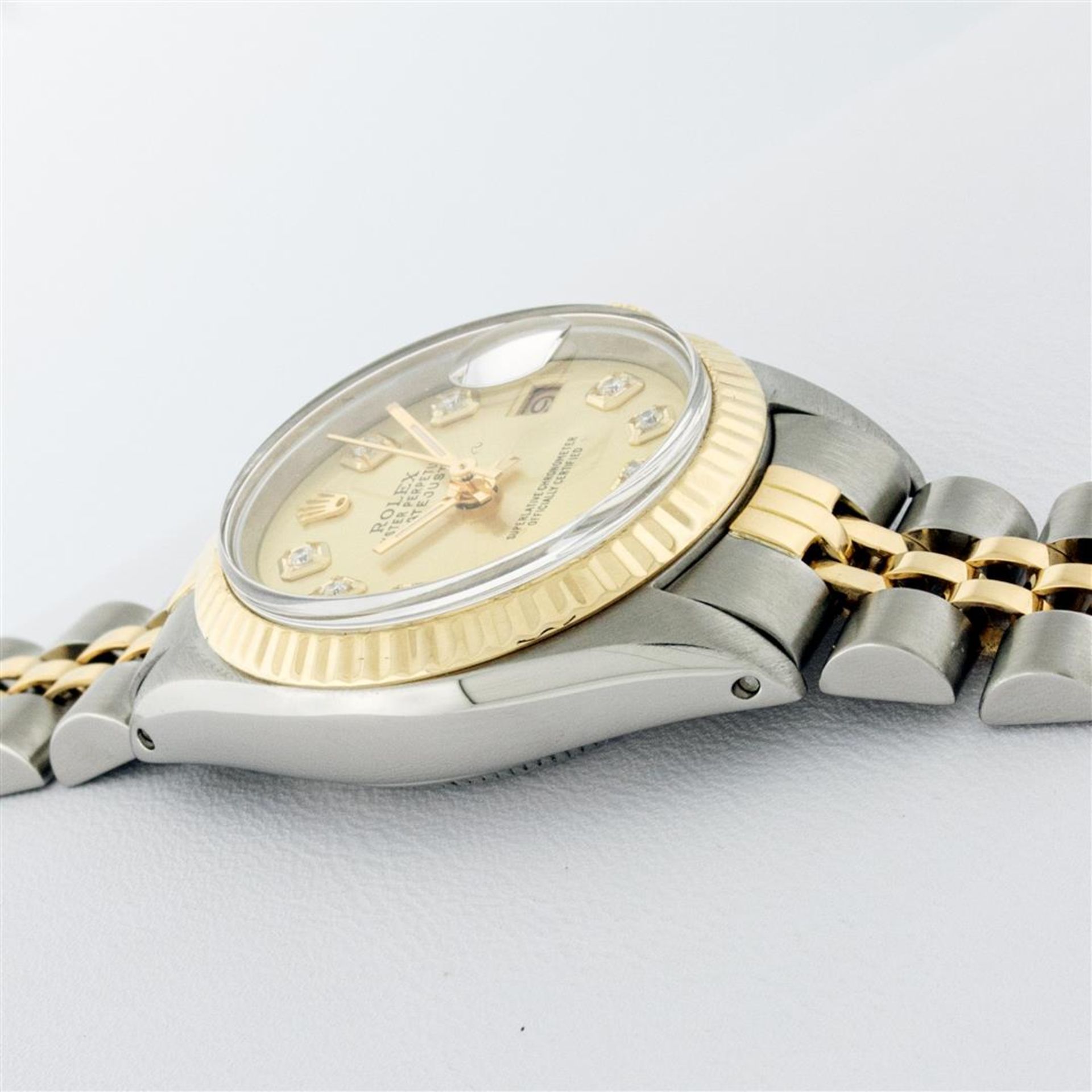 Rolex Ladies 2 Tone Champagne Diamond 26MM Oyster Perpetual Datejust Wristwatch - Image 5 of 9