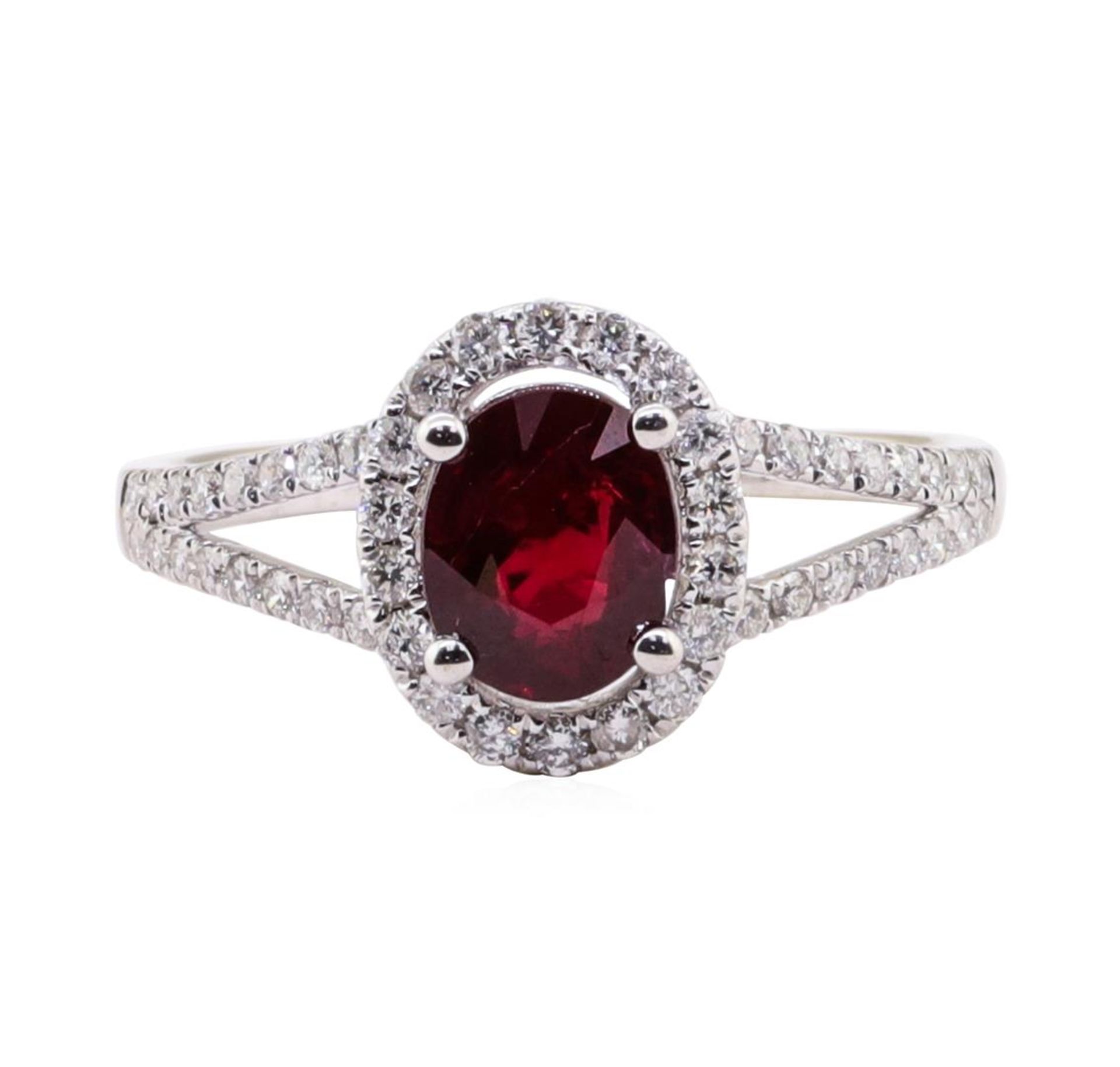 1.00 ct Ruby and Diamond Ring - 14KT White Gold