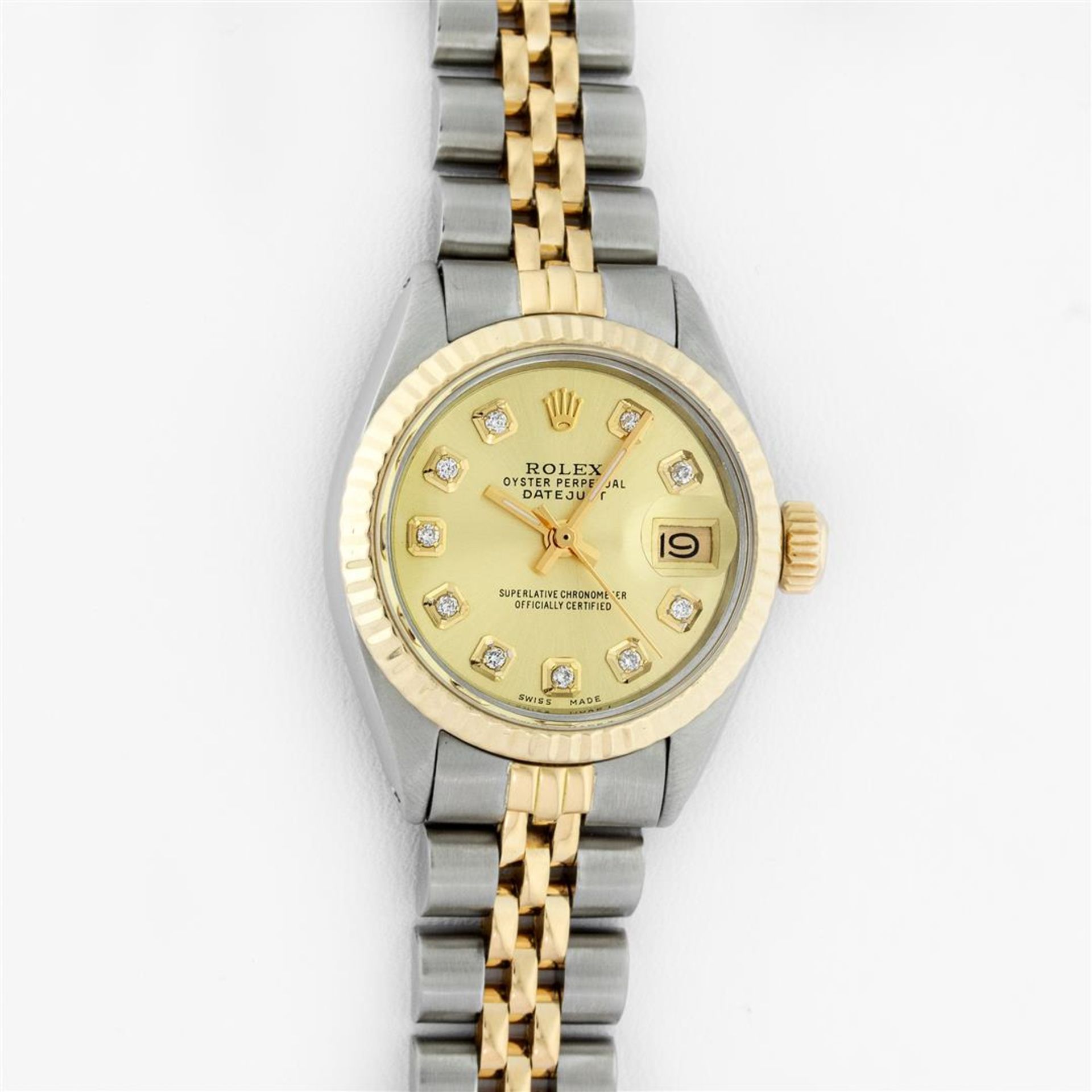 Rolex Ladies 2 Tone Champagne Diamond 26MM Oyster Perpetual Datejust Wristwatch - Image 2 of 9