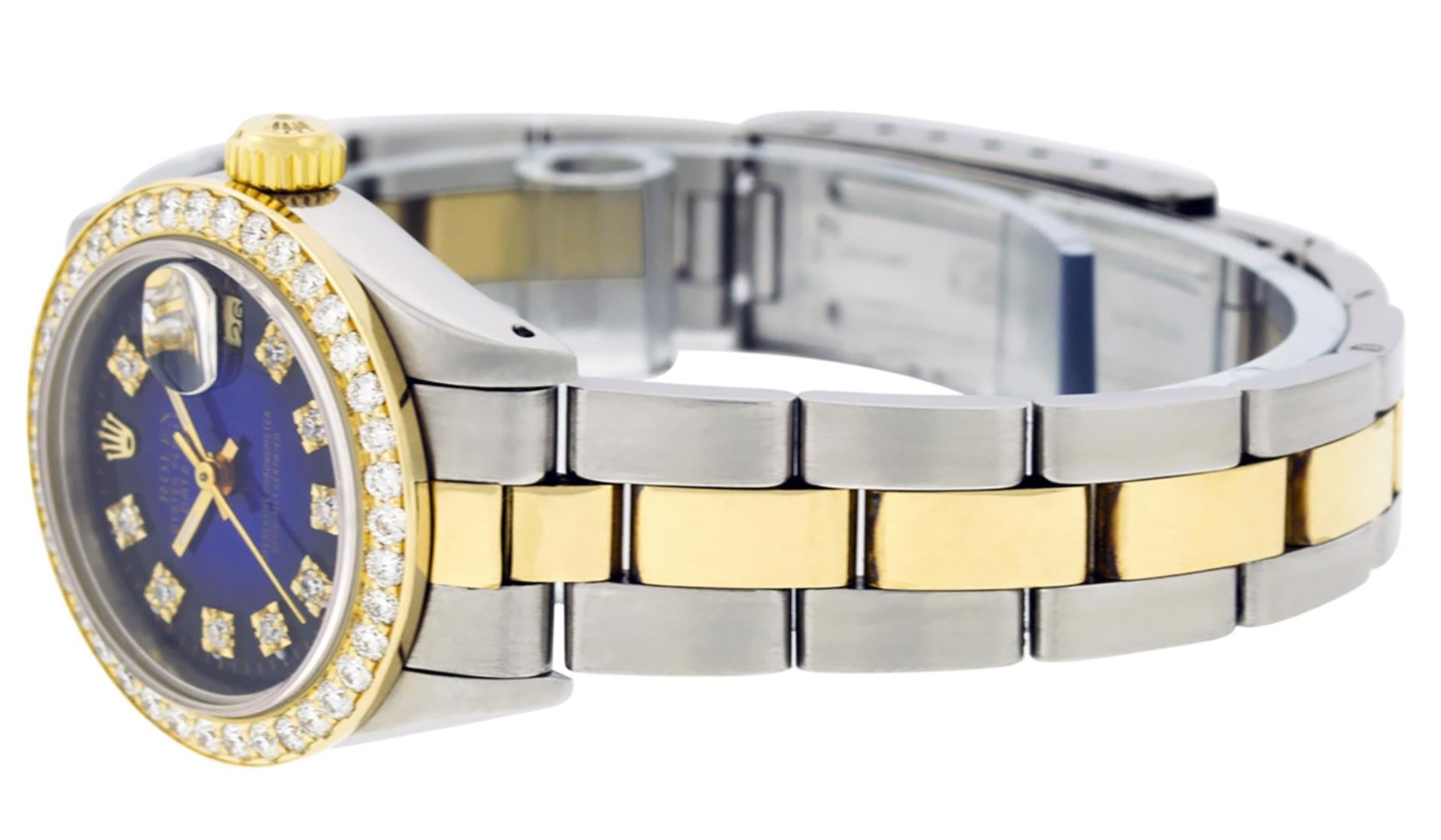 Rolex Ladies 2 Tone Blue Vignette VS Diamond Oyster Datejust Wristwatch - Image 6 of 9
