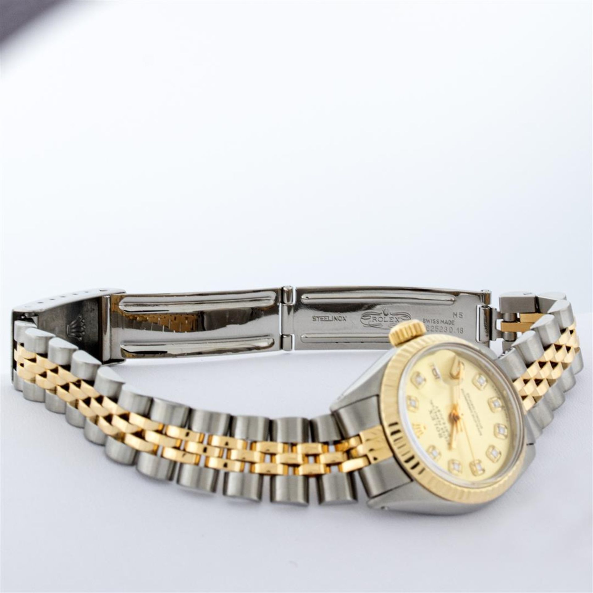 Rolex Ladies 2 Tone Champagne Diamond 26MM Oyster Perpetual Datejust Wristwatch - Image 9 of 9
