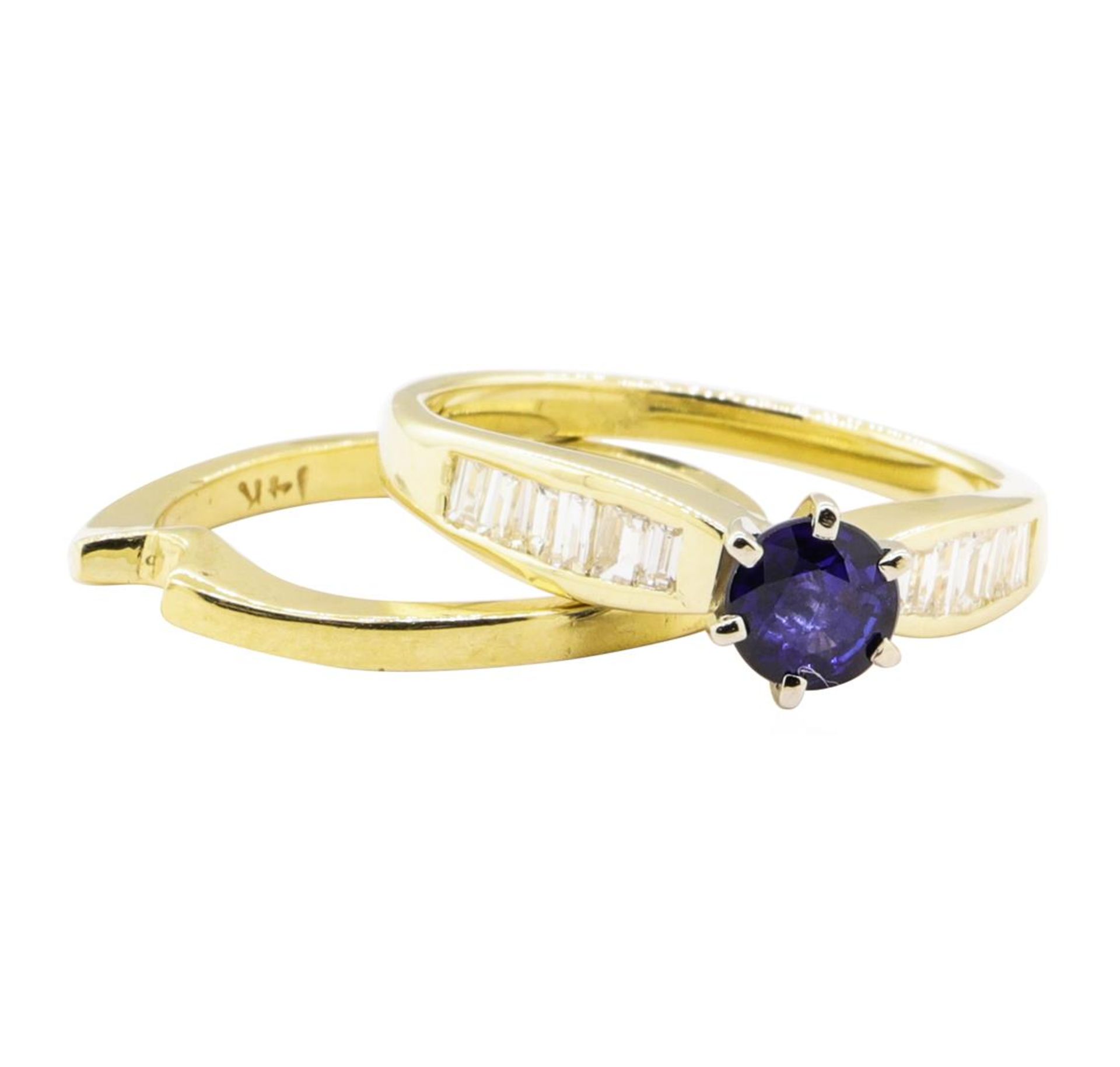 1.17ctw Blue Sapphire and Diamond Ring Set - 14KT Yellow Gold - Image 3 of 3