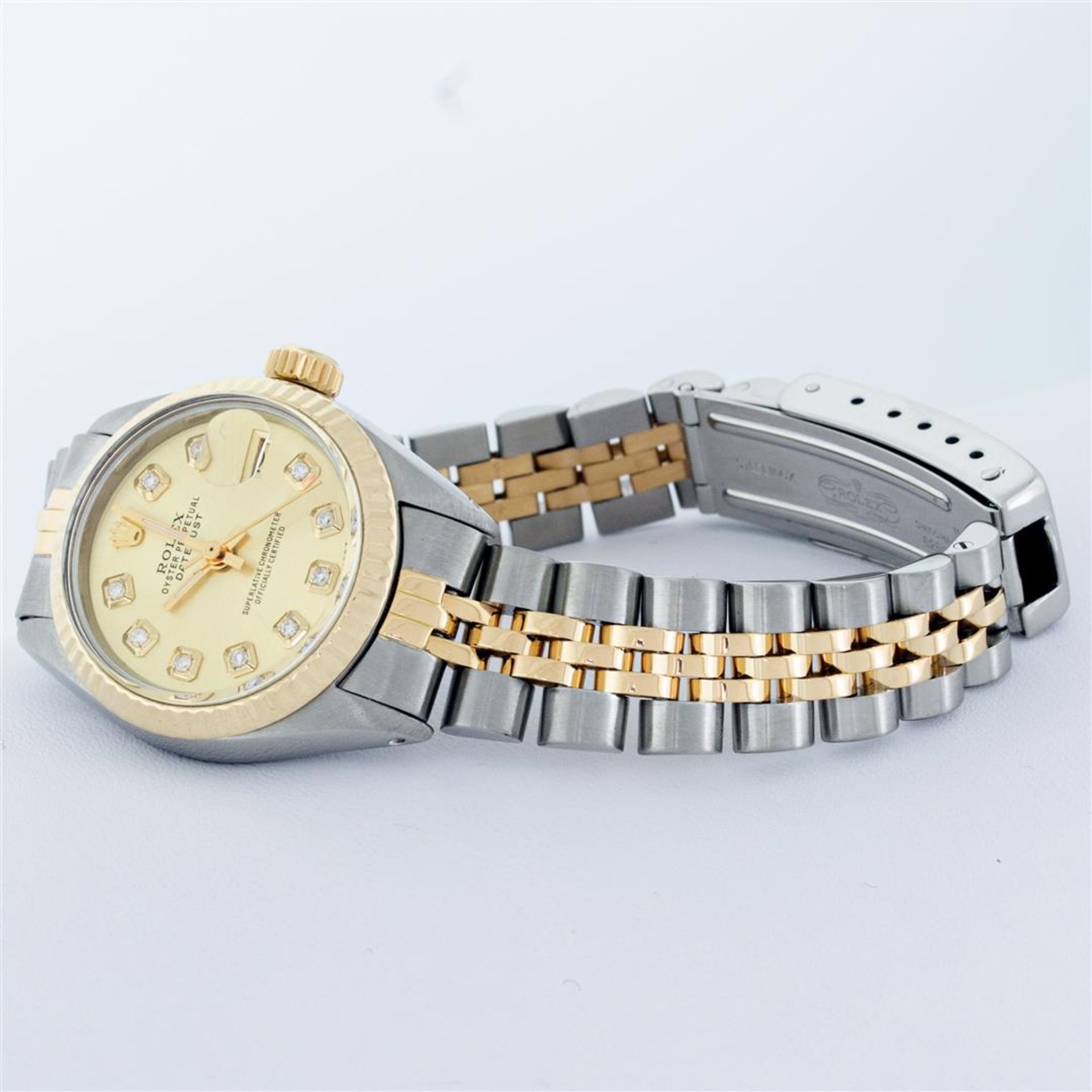 Rolex Ladies 2 Tone Champagne Diamond 26MM Oyster Perpetual Datejust Wristwatch - Image 8 of 9