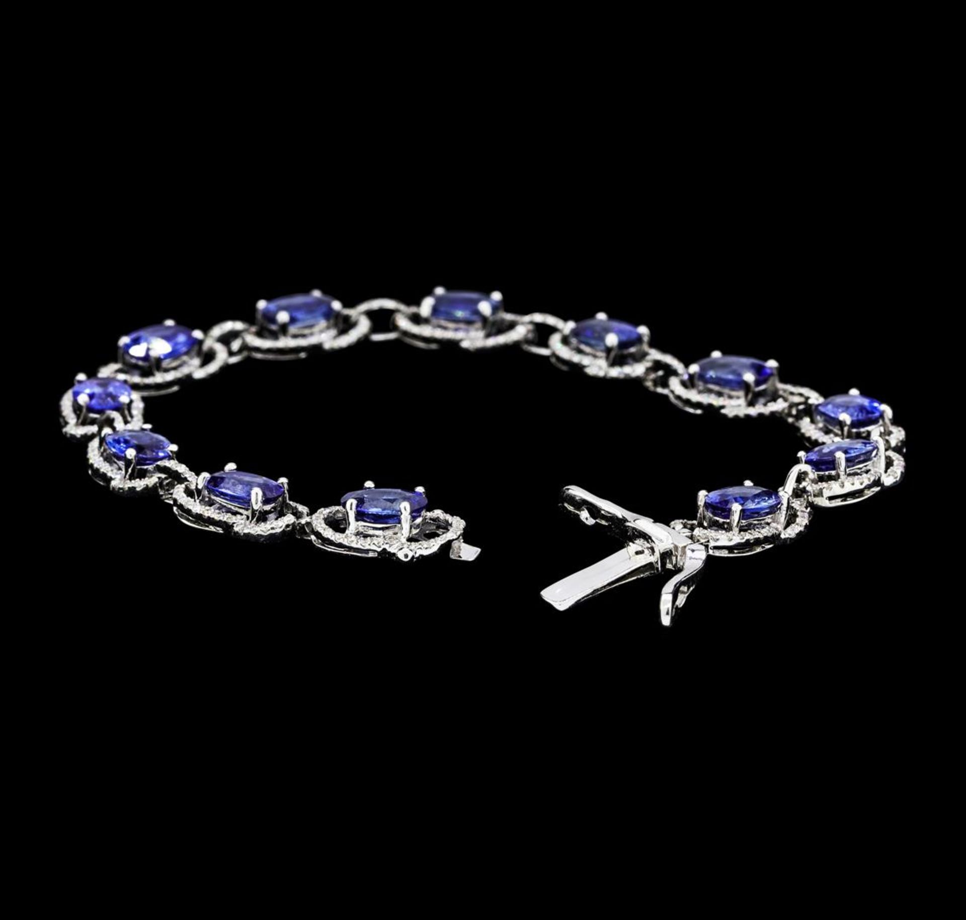 12.46 ctw Oval Mixed Blue Sapphire And Round Brilliant Cut Diamond Bracelet - 14 - Image 3 of 5