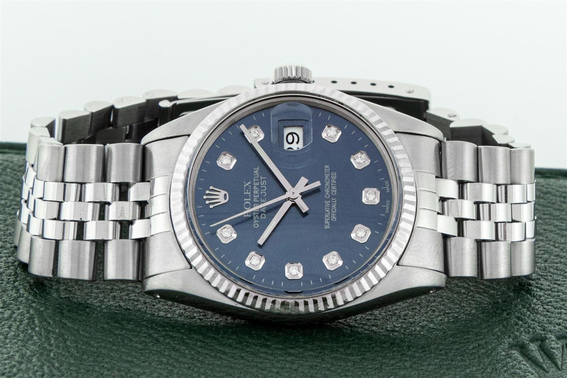 Rolex Mens Stainless Steel 36MM Blue Diamond Datejust Oyster Perpetual Wristwatc - Image 8 of 9