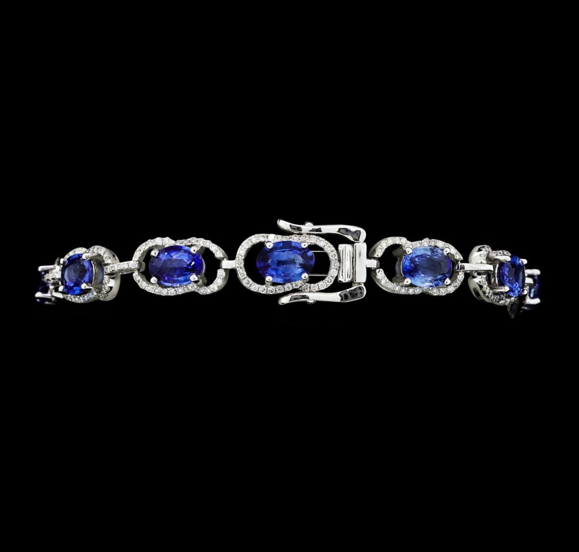 12.46 ctw Oval Mixed Blue Sapphire And Round Brilliant Cut Diamond Bracelet - 14 - Image 4 of 5