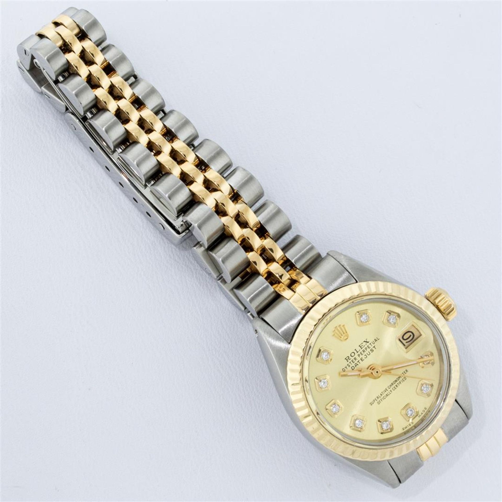 Rolex Ladies 2 Tone Champagne Diamond 26MM Oyster Perpetual Datejust Wristwatch - Image 6 of 9
