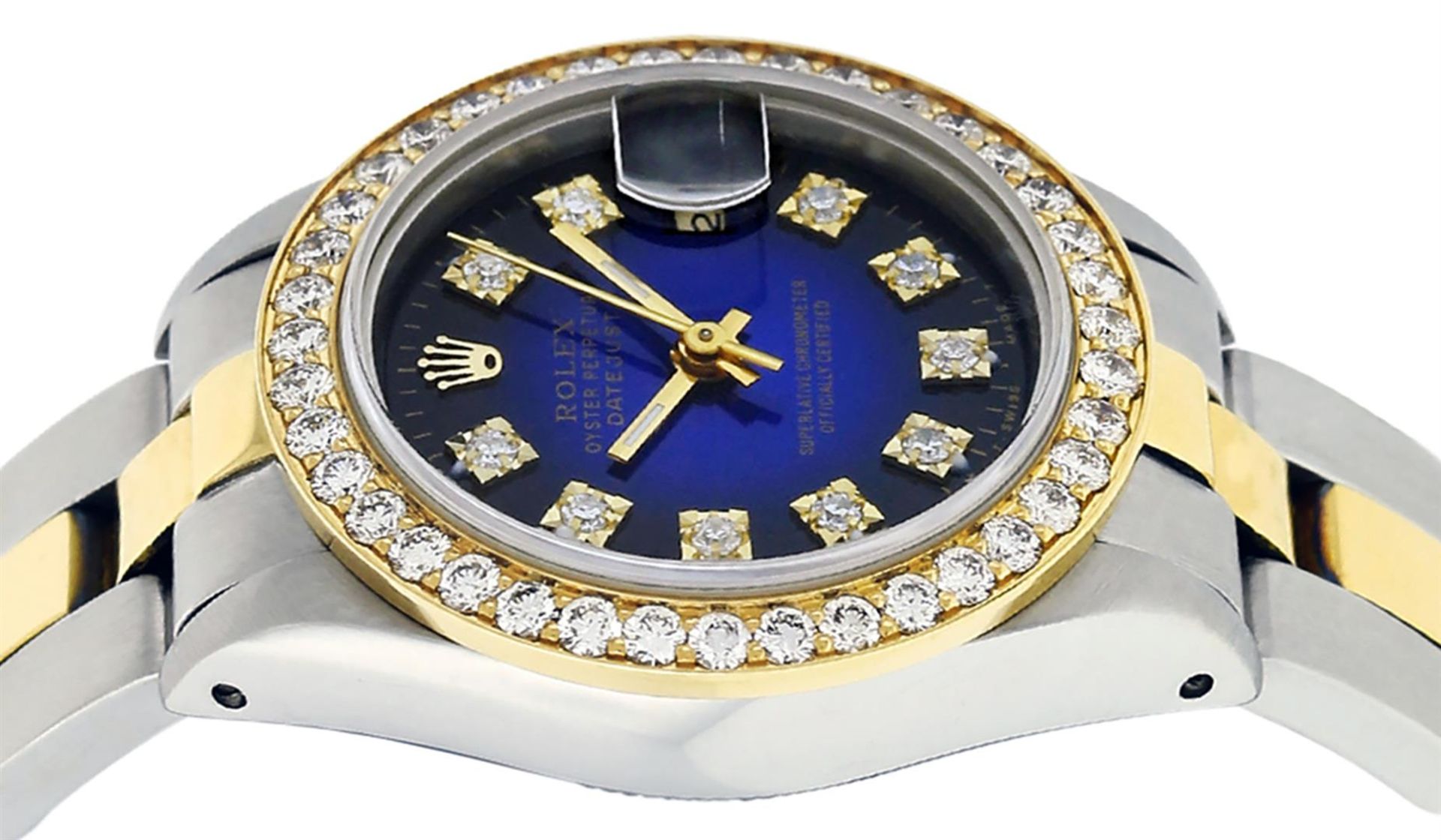 Rolex Ladies 2 Tone Blue Vignette VS Diamond Oyster Datejust Wristwatch - Image 5 of 9
