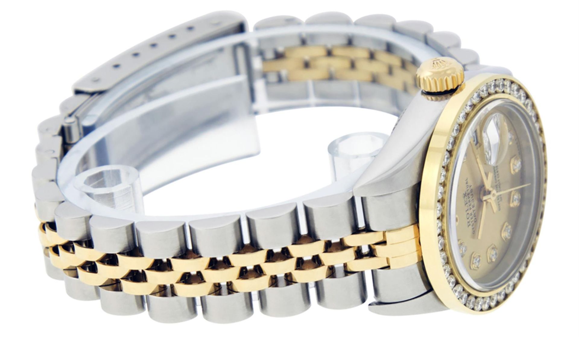 Rolex Ladies Quickset 2 Tone Champagne Channel Diamond Datejust Wristwatch - Image 8 of 9