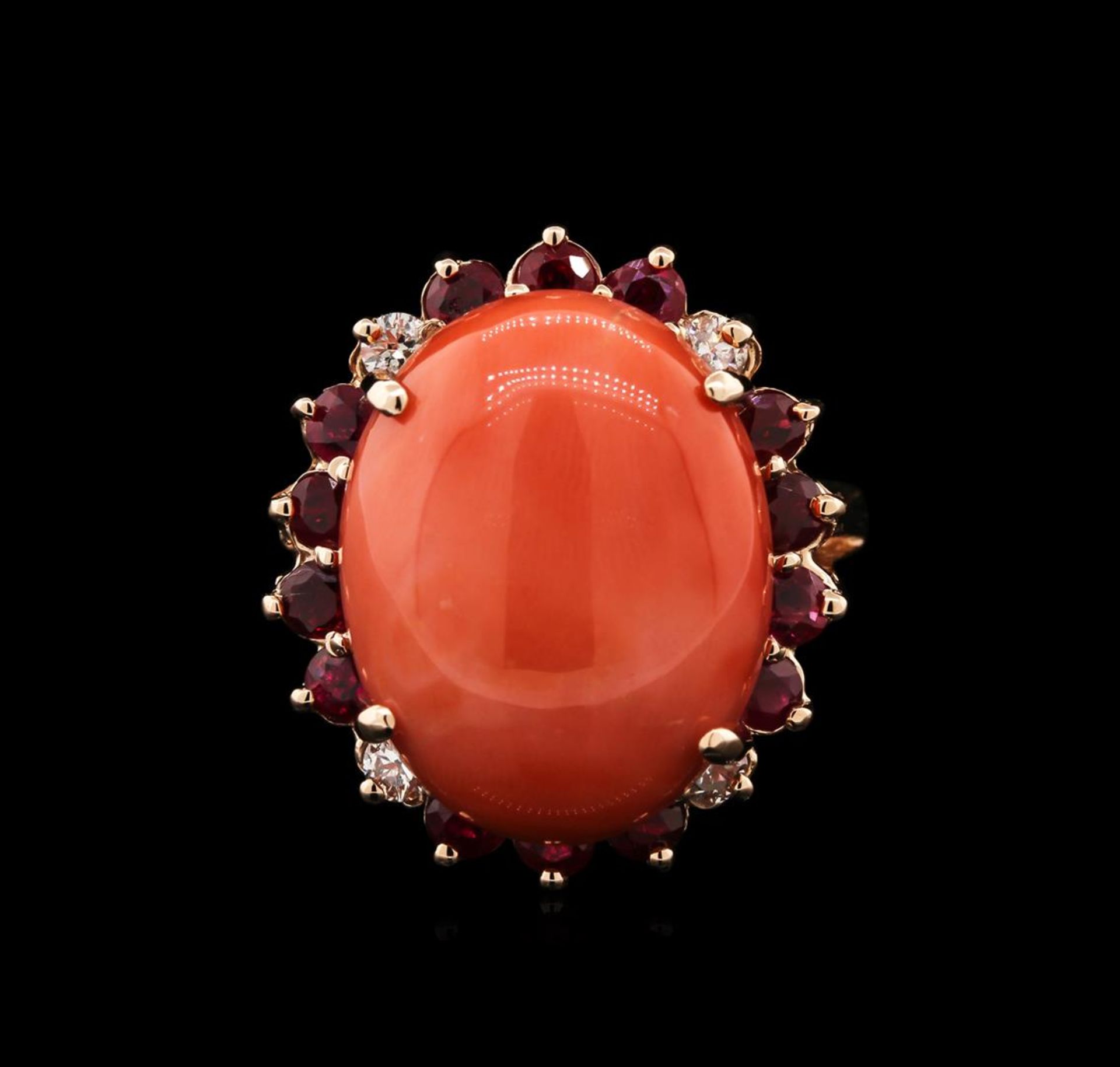 14KT Rose Gold 13.08 ctw Pink Coral, Ruby and Diamond Ring - Image 2 of 3