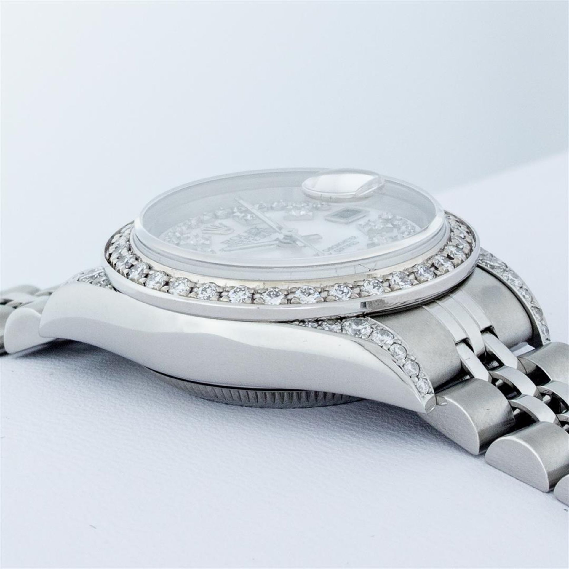 Rolex Ladies Stainless Steel Quickset Mother Of Pearl Diamond Lugs Jubilee Rolex - Image 6 of 9