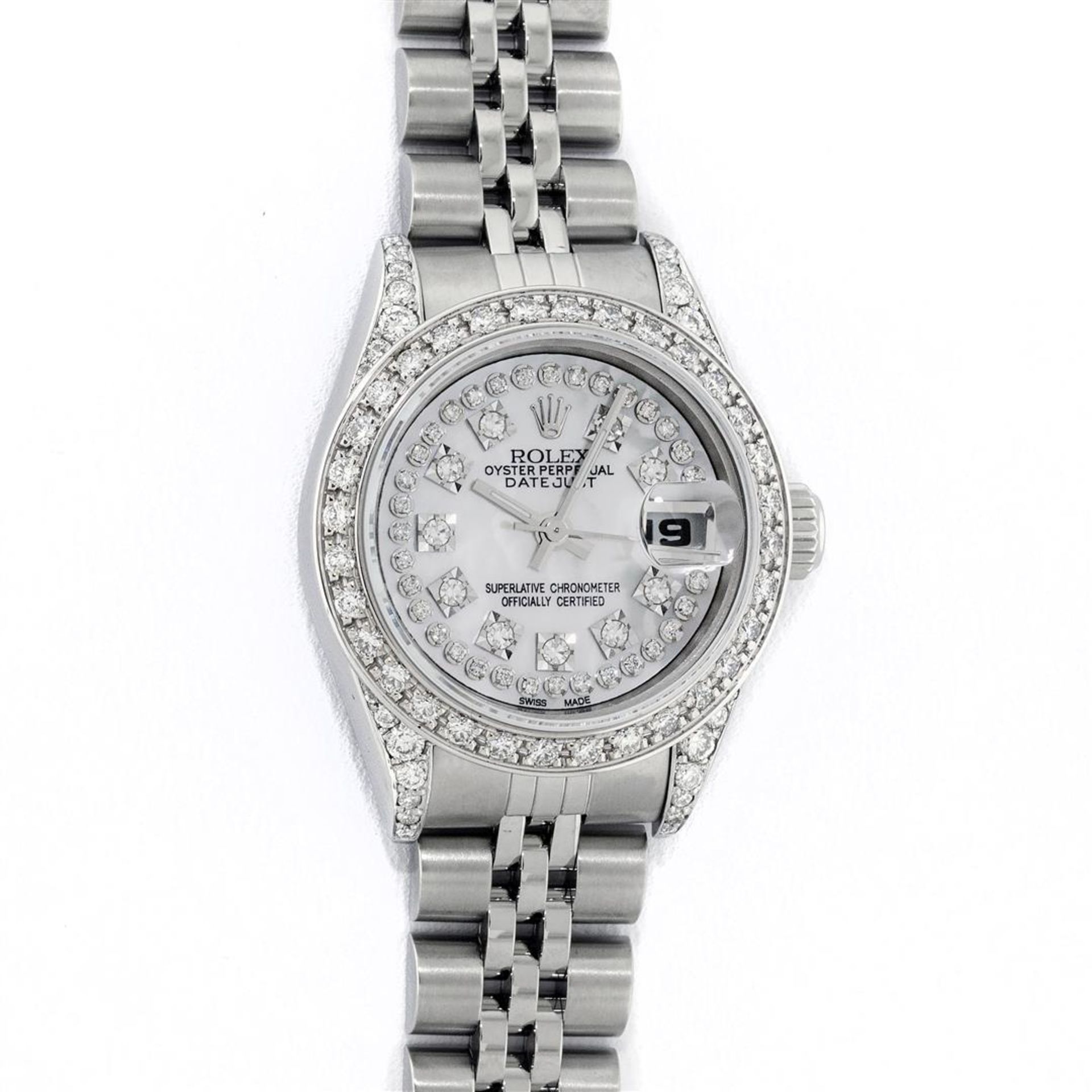 Rolex Ladies Stainless Steel Quickset Mother Of Pearl Diamond Lugs Jubilee Rolex - Image 2 of 9