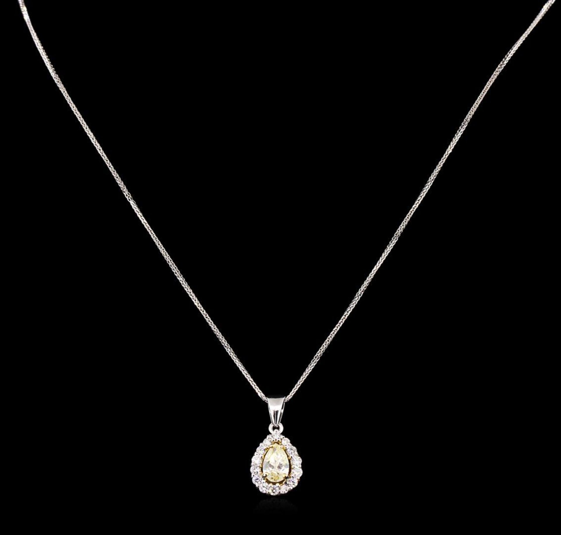 1.42 ctw Diamond Pendant With Chain - 14KT White Gold - Image 2 of 3