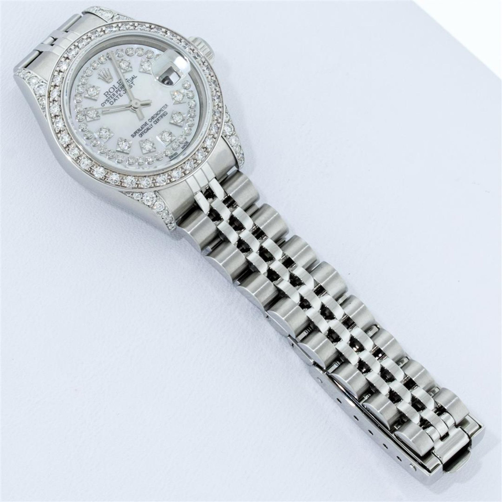 Rolex Ladies Stainless Steel Quickset Mother Of Pearl Diamond Lugs Jubilee Rolex - Image 7 of 9