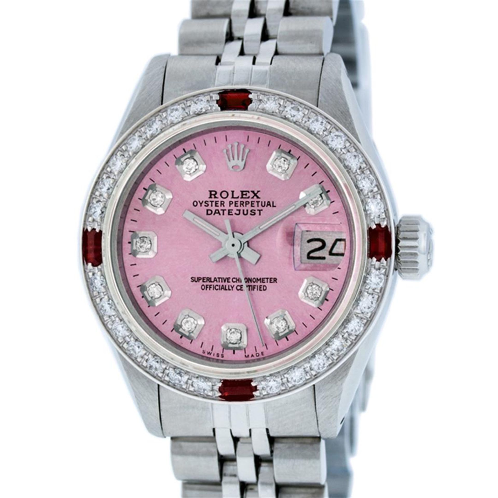 Rolex Ladies Stainless Steel Pink Diamond & Ruby 26MM Datejust Wristwatch - Image 2 of 9