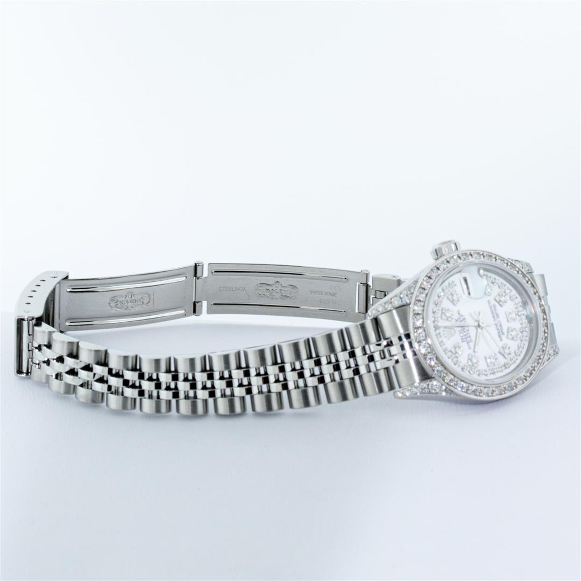 Rolex Ladies Stainless Steel Quickset Mother Of Pearl Diamond Lugs Jubilee Rolex - Image 9 of 9