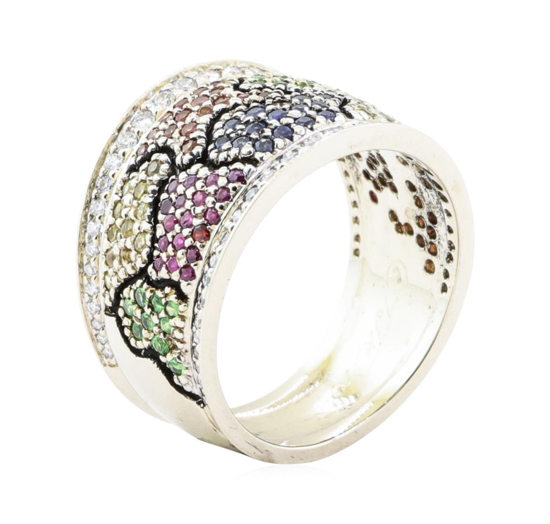 1.64 ctw Multi-colored Gemstone and Diamond Wide Band - 18KT Yellow And White Go - Image 4 of 6