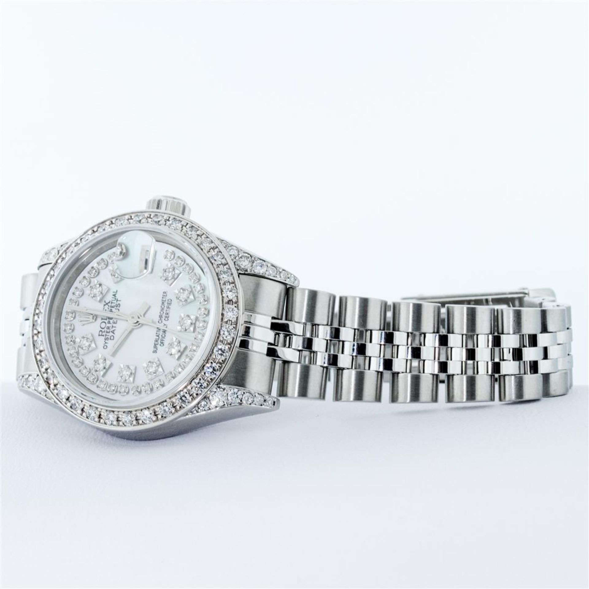 Rolex Ladies Stainless Steel Quickset Mother Of Pearl Diamond Lugs Jubilee Rolex - Image 5 of 9