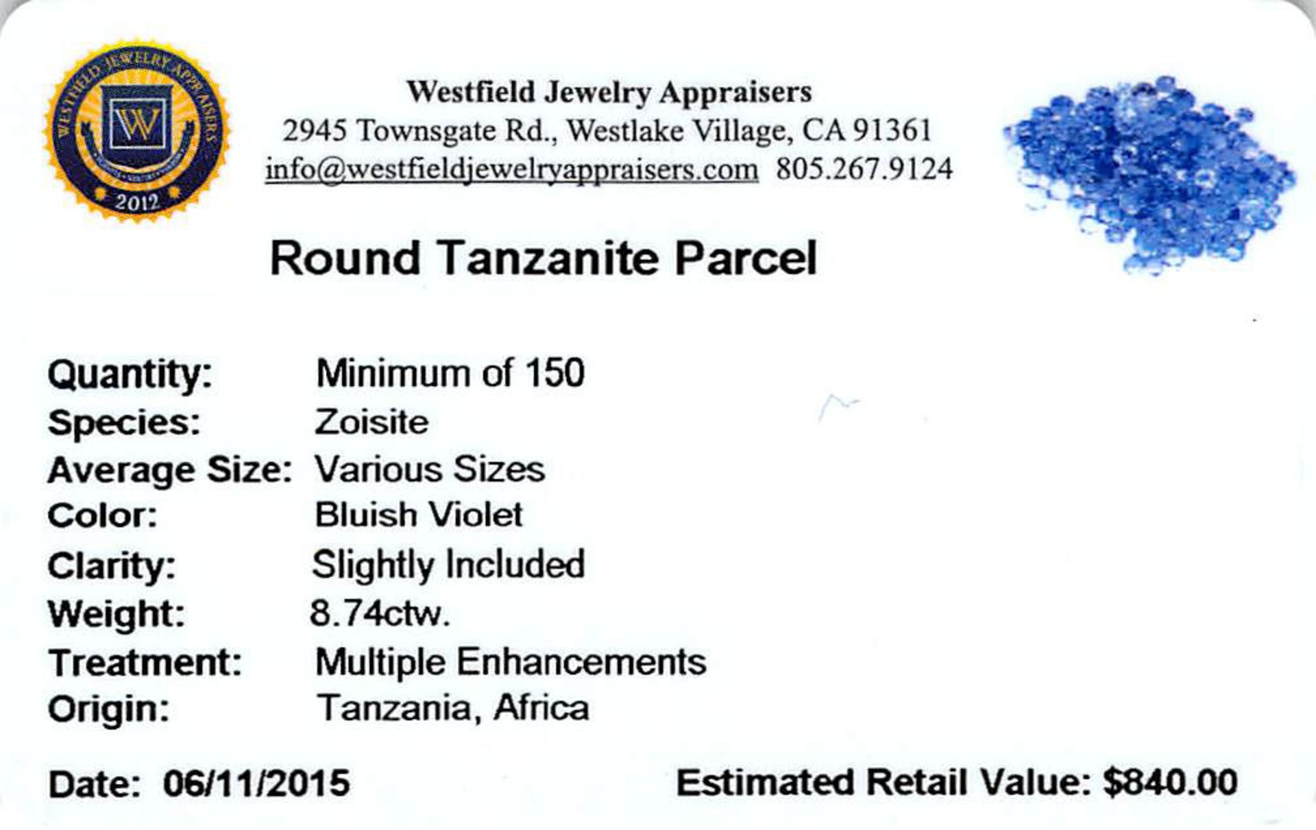 8.74 ctw Round Mixed Tanzanite Parcel - Image 2 of 2