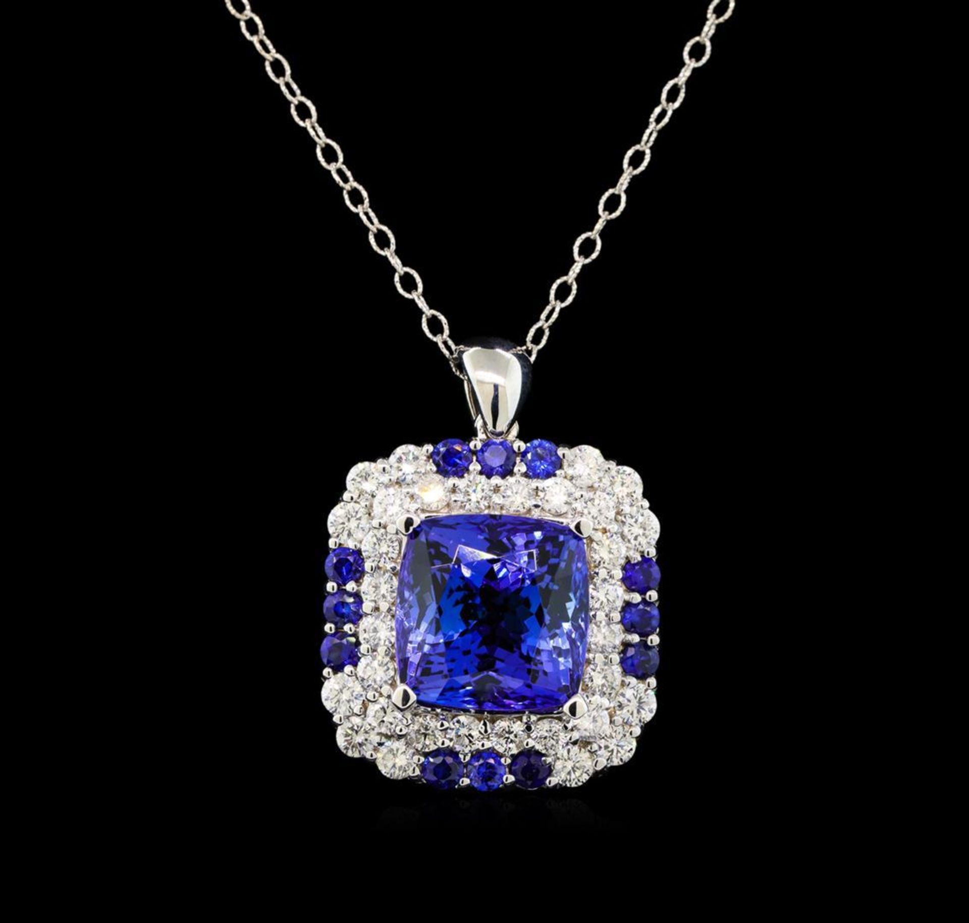 GIA Cert 16.70 ctw Tanzanite, Sapphire and Diamond Pendant - Image 2 of 5