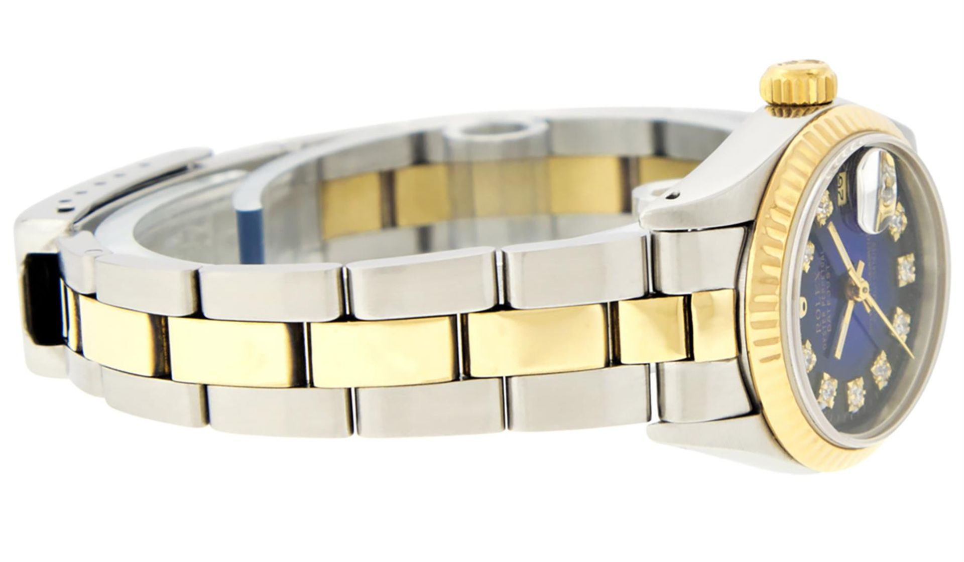 Rolex Ladies 2 Tone Blue Vignette Diamond Datejust Wristwatch - Image 6 of 9