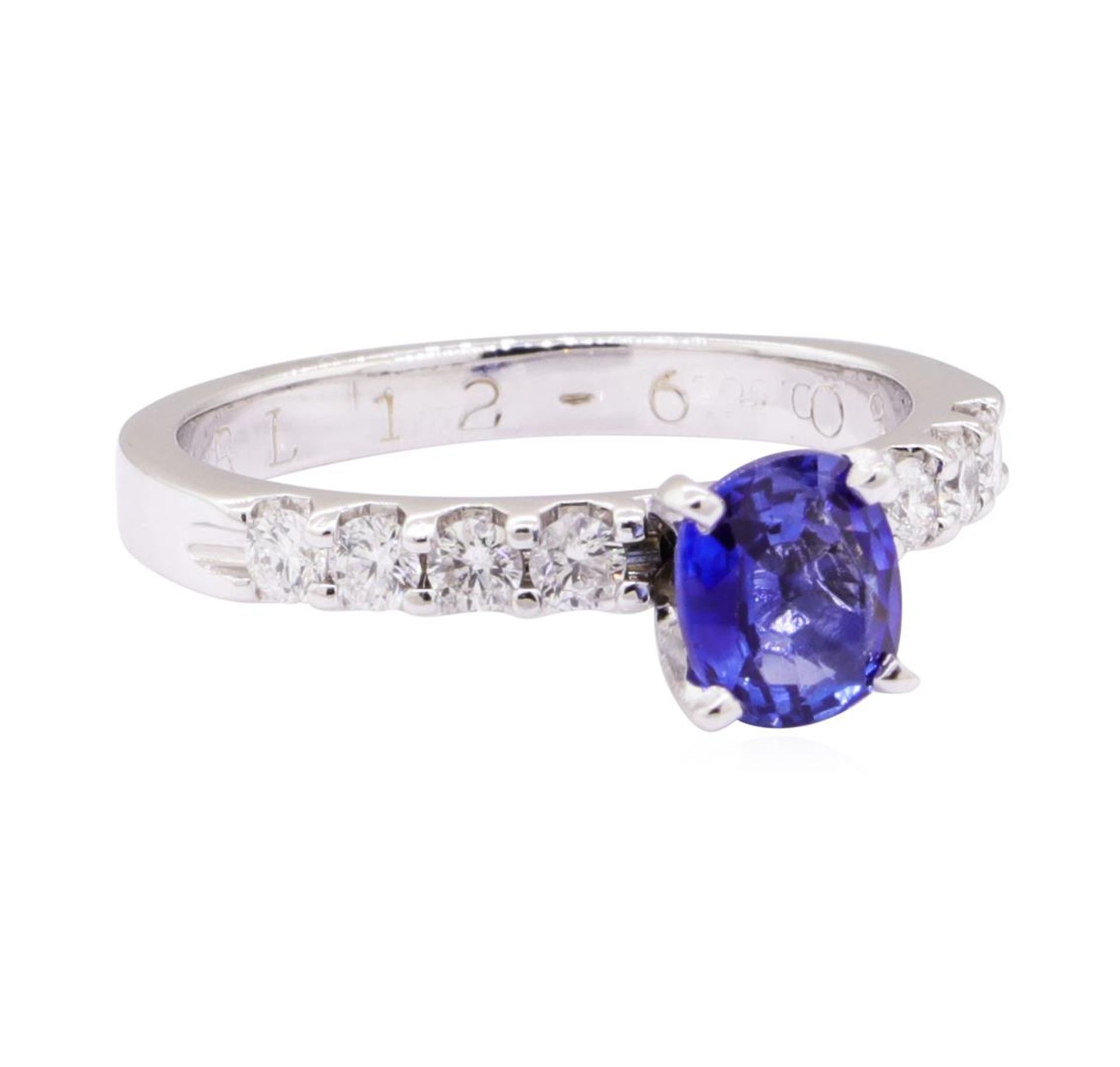 1.11ctw Blue Sapphire and Diamond Ring - 14KT White Gold