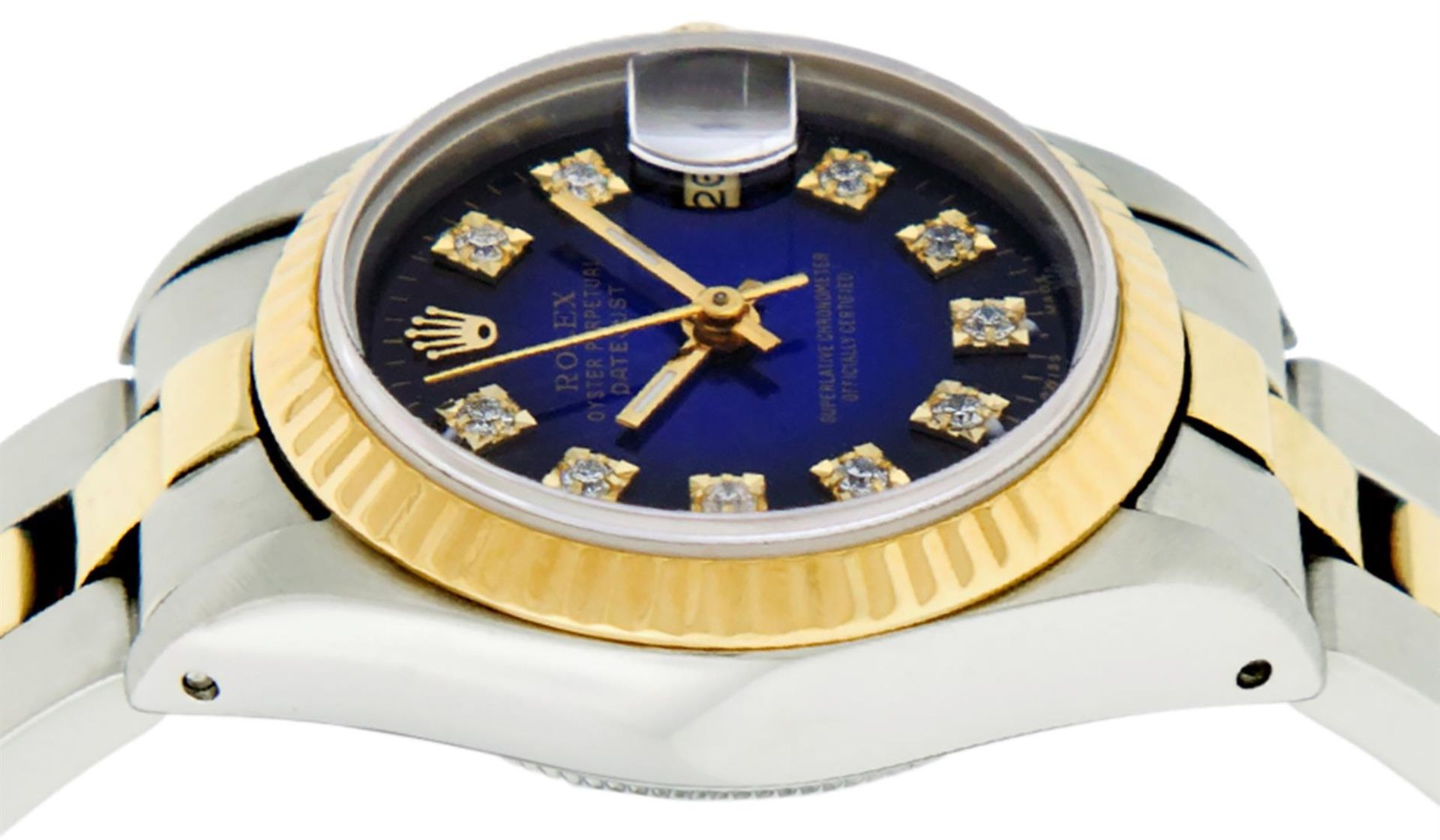 Rolex Ladies 2 Tone Blue Vignette Diamond Datejust Wristwatch - Image 5 of 9