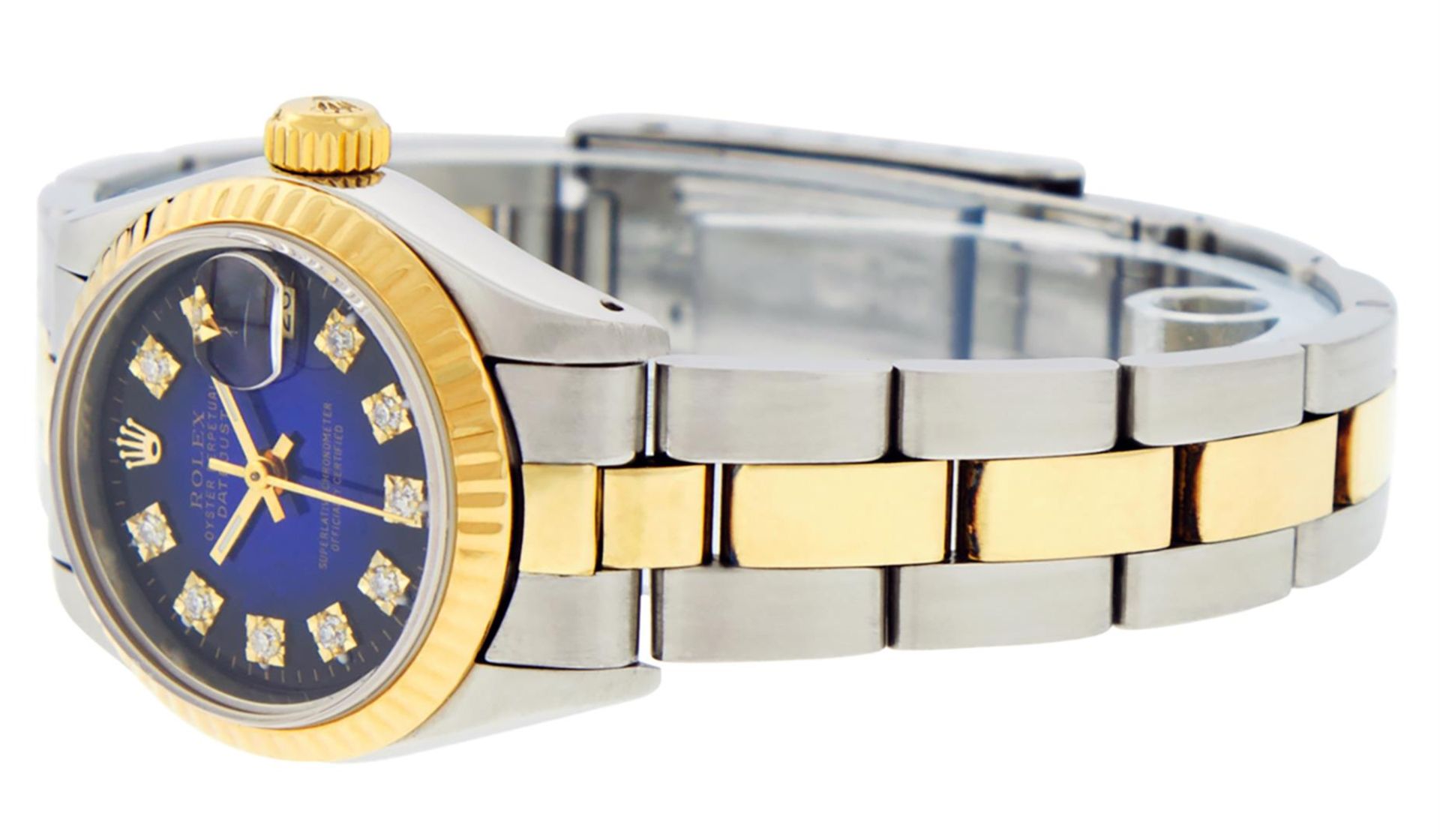 Rolex Ladies 2 Tone Blue Vignette Diamond Datejust Wristwatch - Image 9 of 9