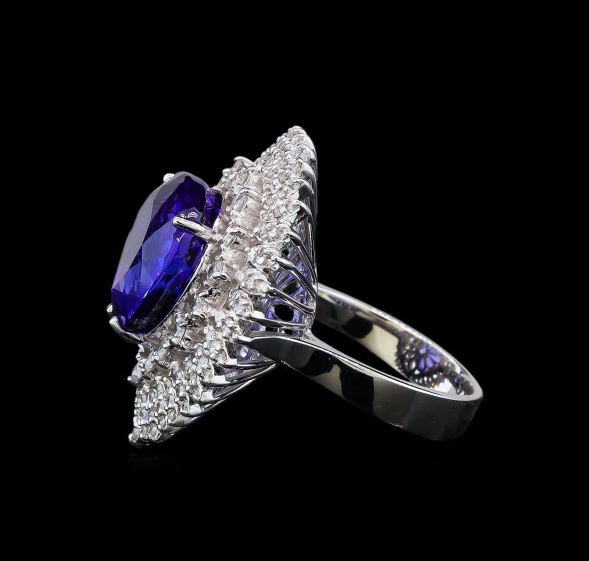 GIA Cert 11.22 ctw Tanzanite and Diamond Ring - 14KT White Gold - Image 3 of 7