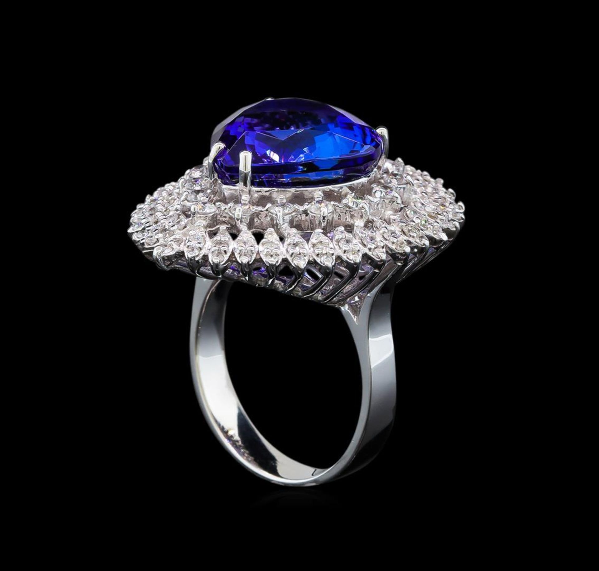 GIA Cert 11.22 ctw Tanzanite and Diamond Ring - 14KT White Gold - Image 4 of 7