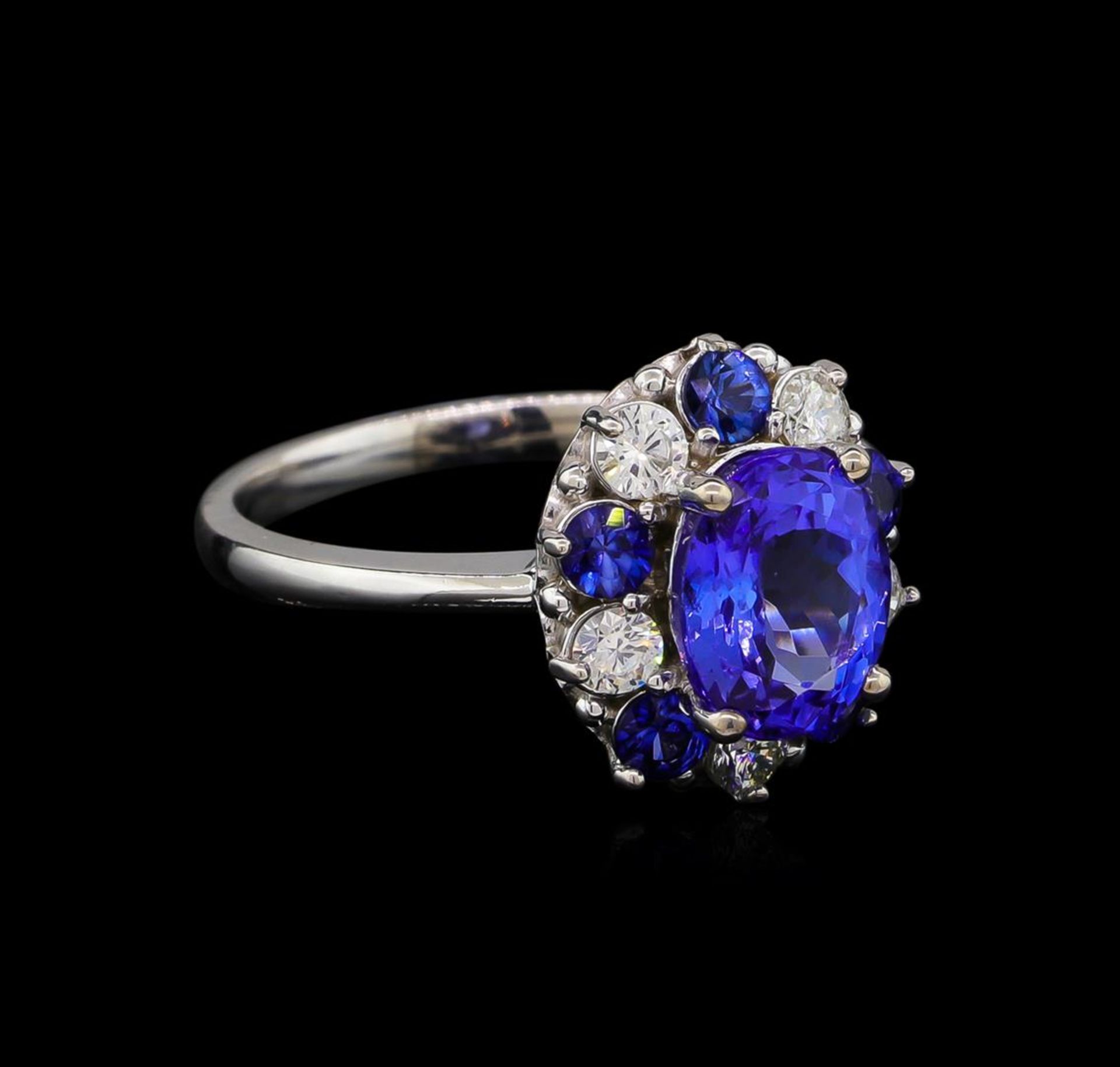 2.55ct Tanzanite, Sapphire and Diamond Ring - 14KT White Gold