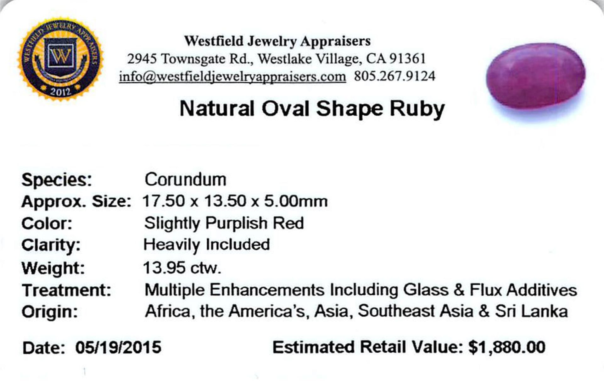 13.95ctw Oval Ruby Parcel - Image 2 of 2