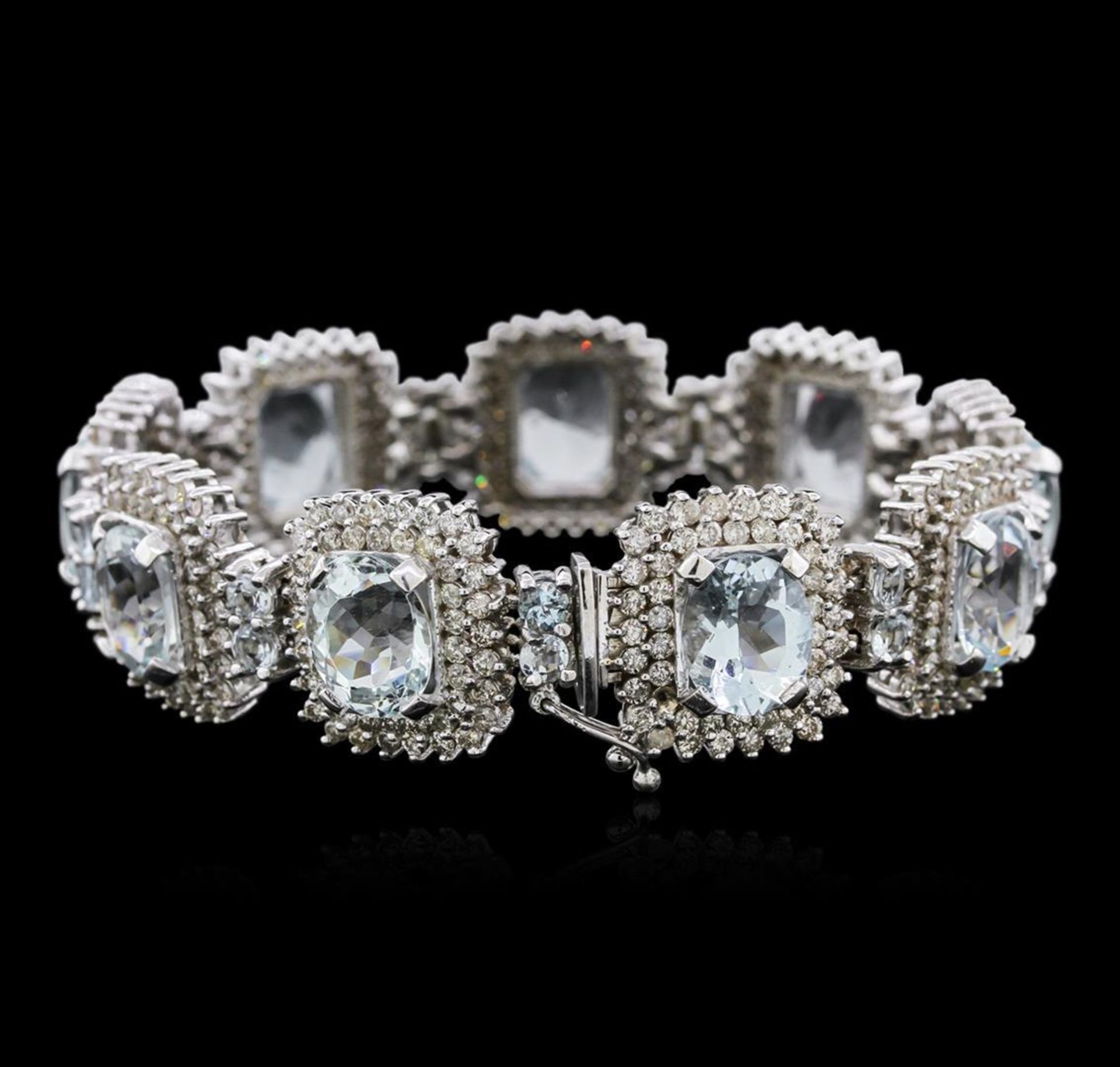 14KT White Gold 38.79 ctw Aquamarine and Diamond Bracelet - Image 2 of 4