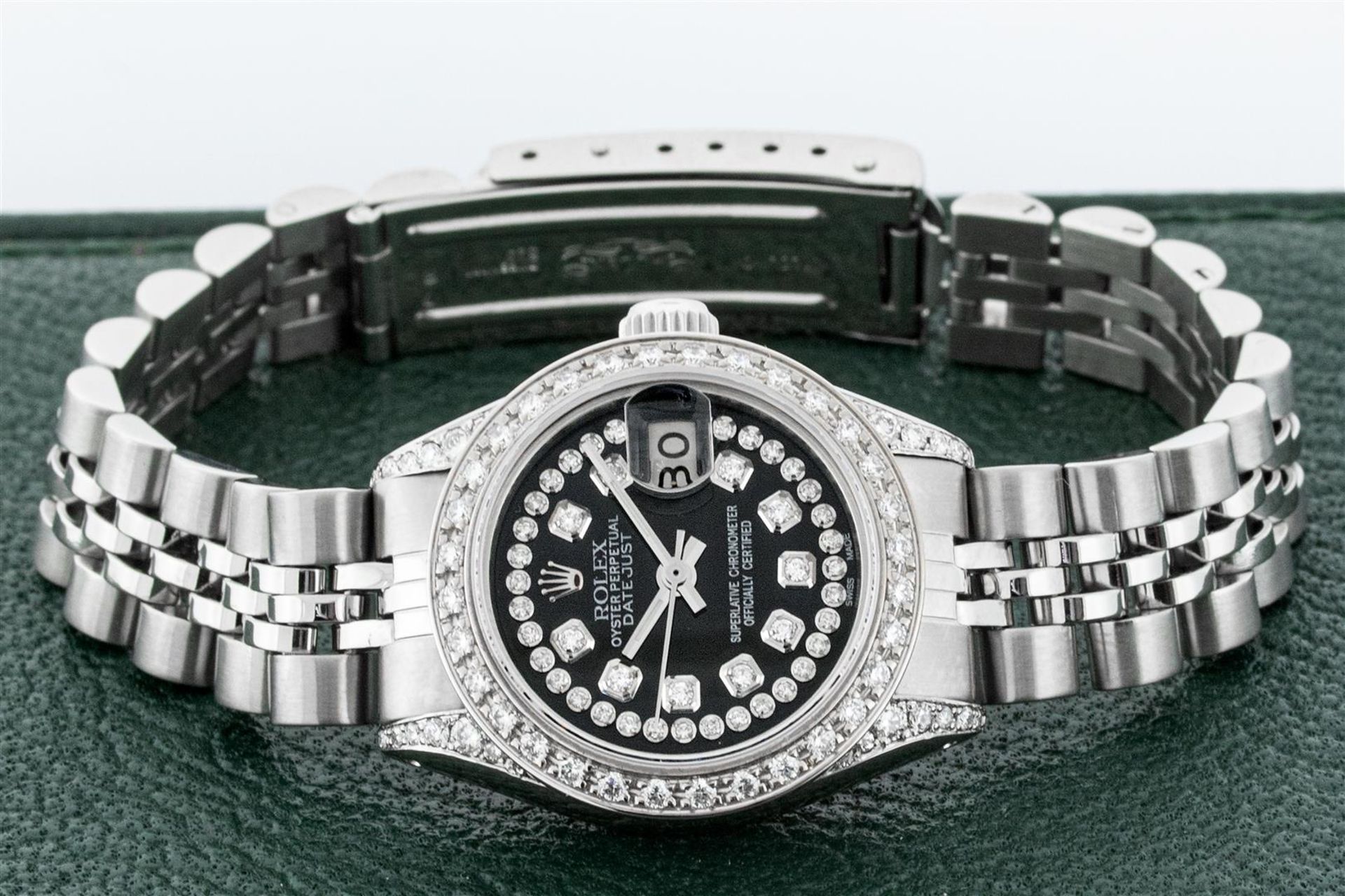 Rolex Ladies Stainless Steel 26MM Black Diamond Lugs Datejust Wristwatch Service - Image 5 of 9