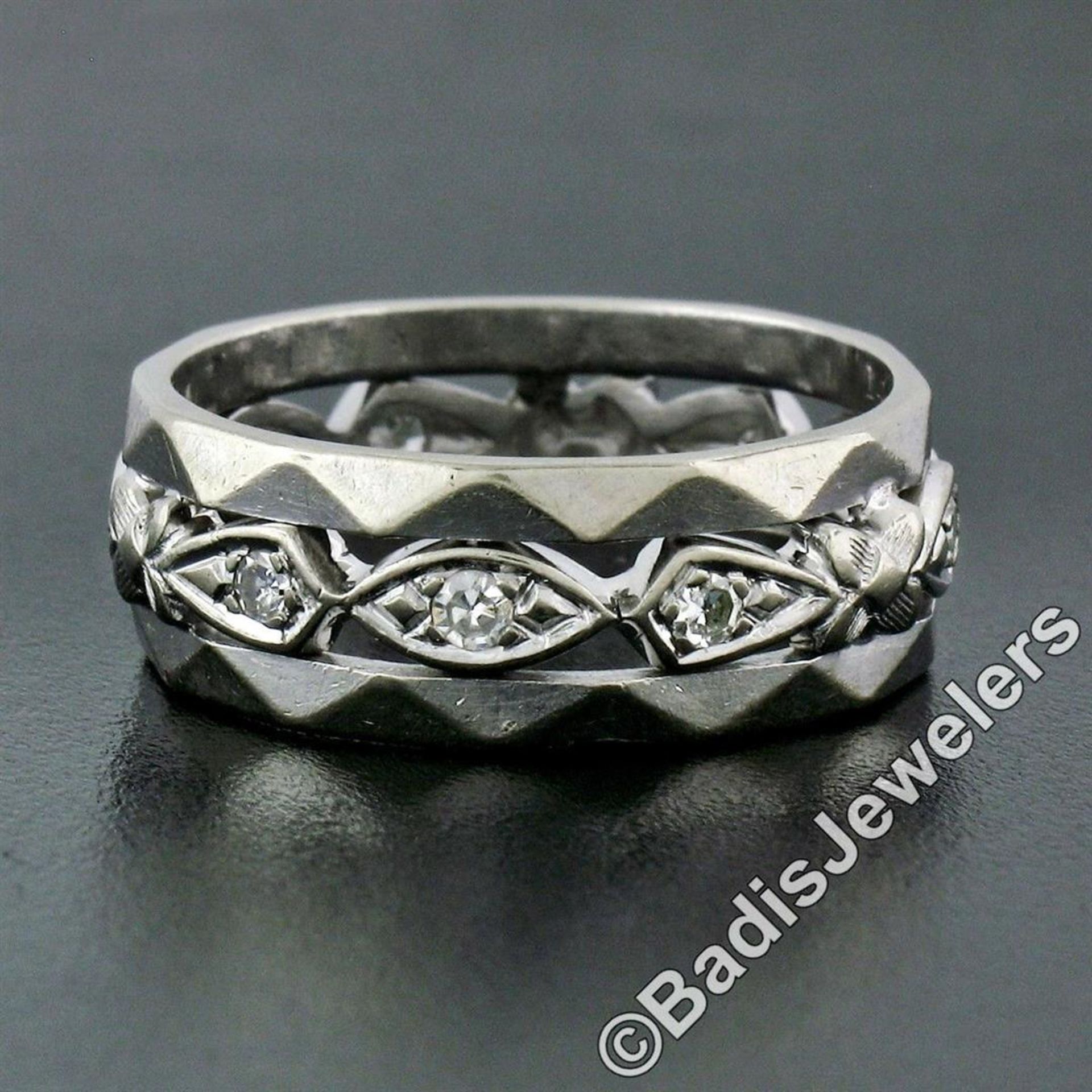 Antique 14kt White Gold 0.20ctw Diamond 7mm Eternity Band Ring - Image 2 of 8