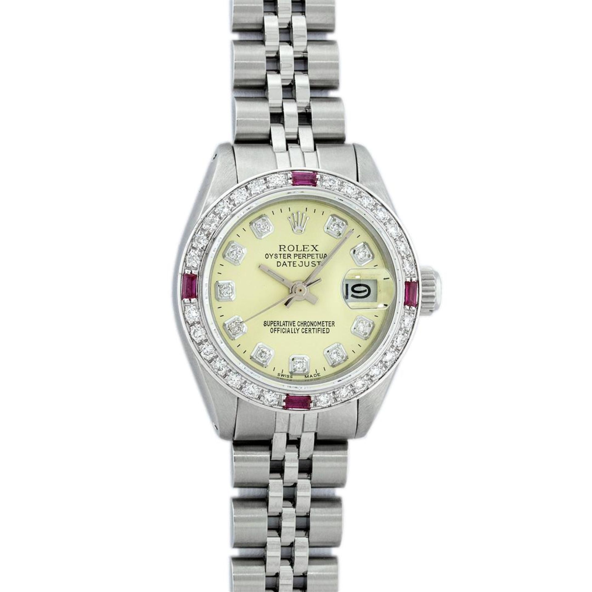 Rolex Ladies Stainless Steel Yellow Diamond & Ruby 26MM Datejust Wristwatch - Image 2 of 9