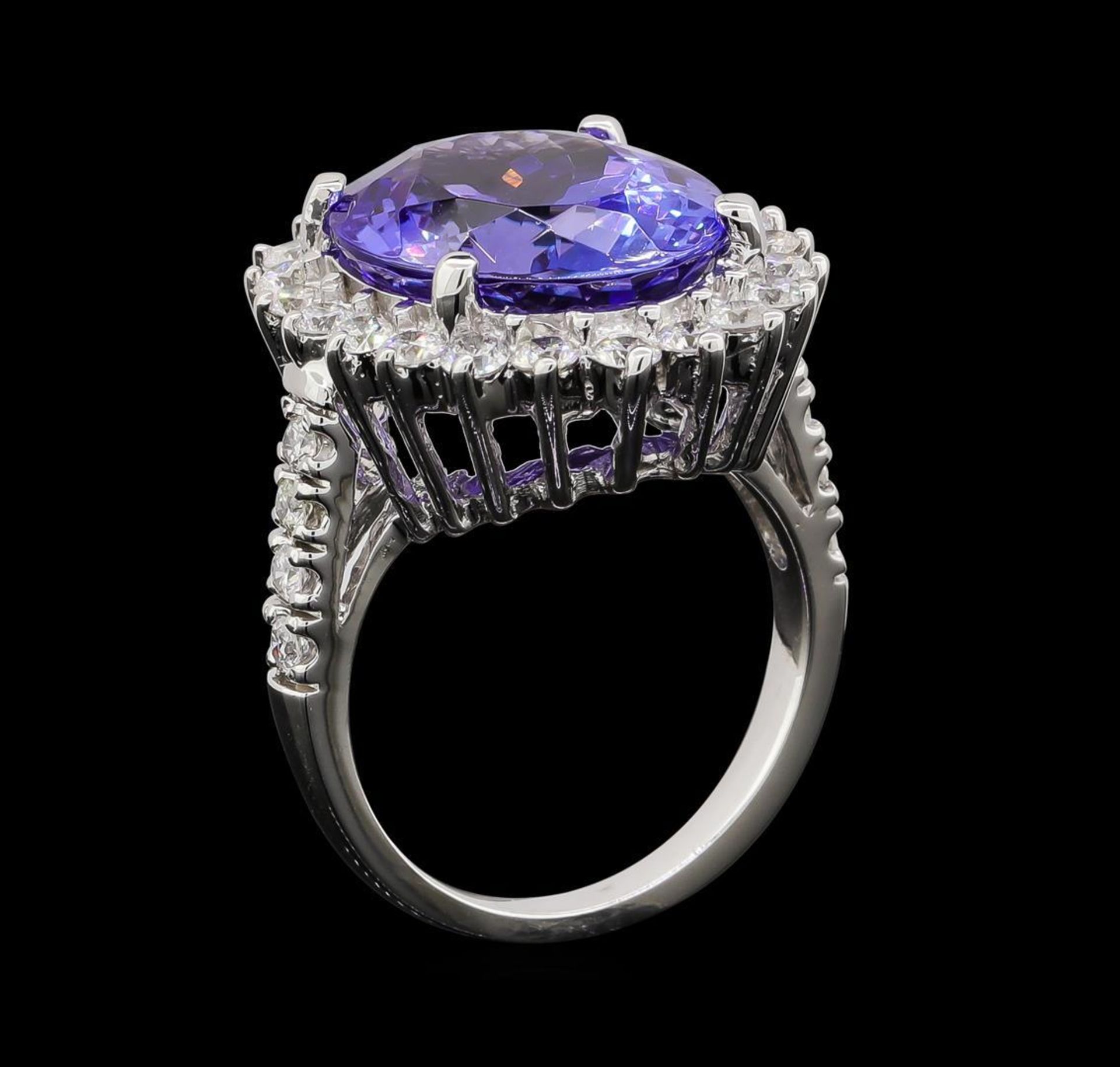 GIA Cert 11.78 ctw Tanzanite and Diamond Ring - 14KT White Gold - Image 4 of 6