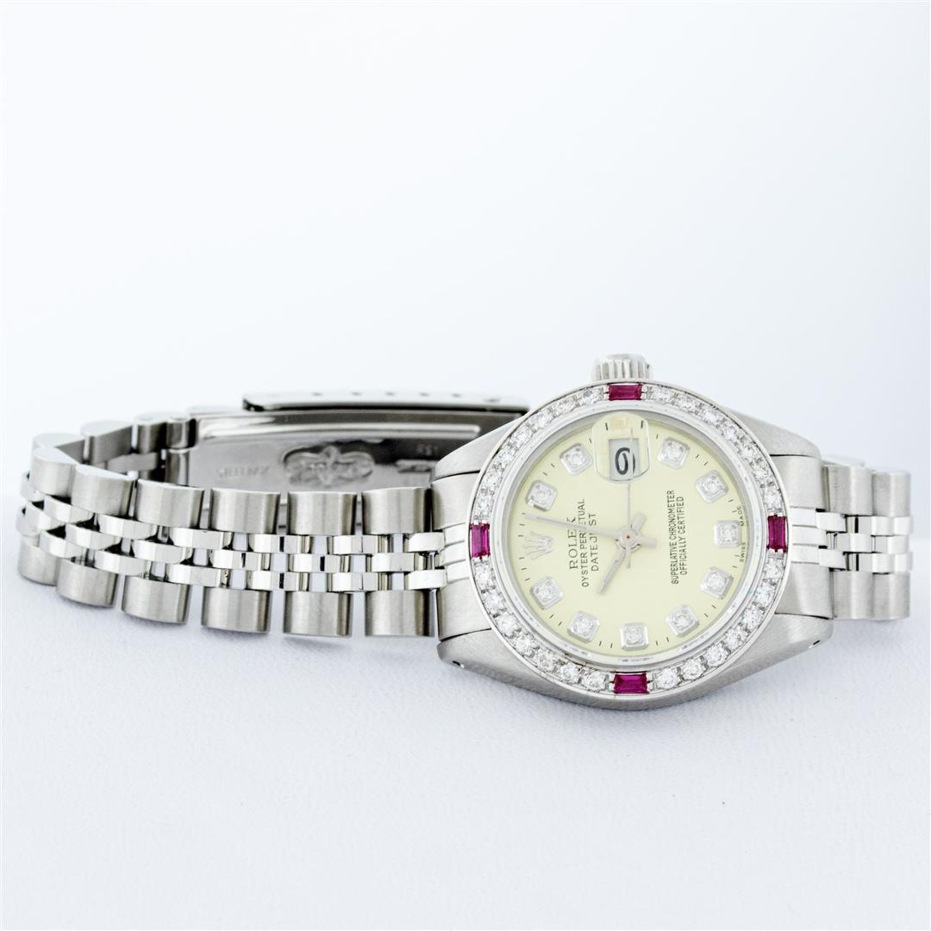 Rolex Ladies Stainless Steel Yellow Diamond & Ruby 26MM Datejust Wristwatch - Image 4 of 9