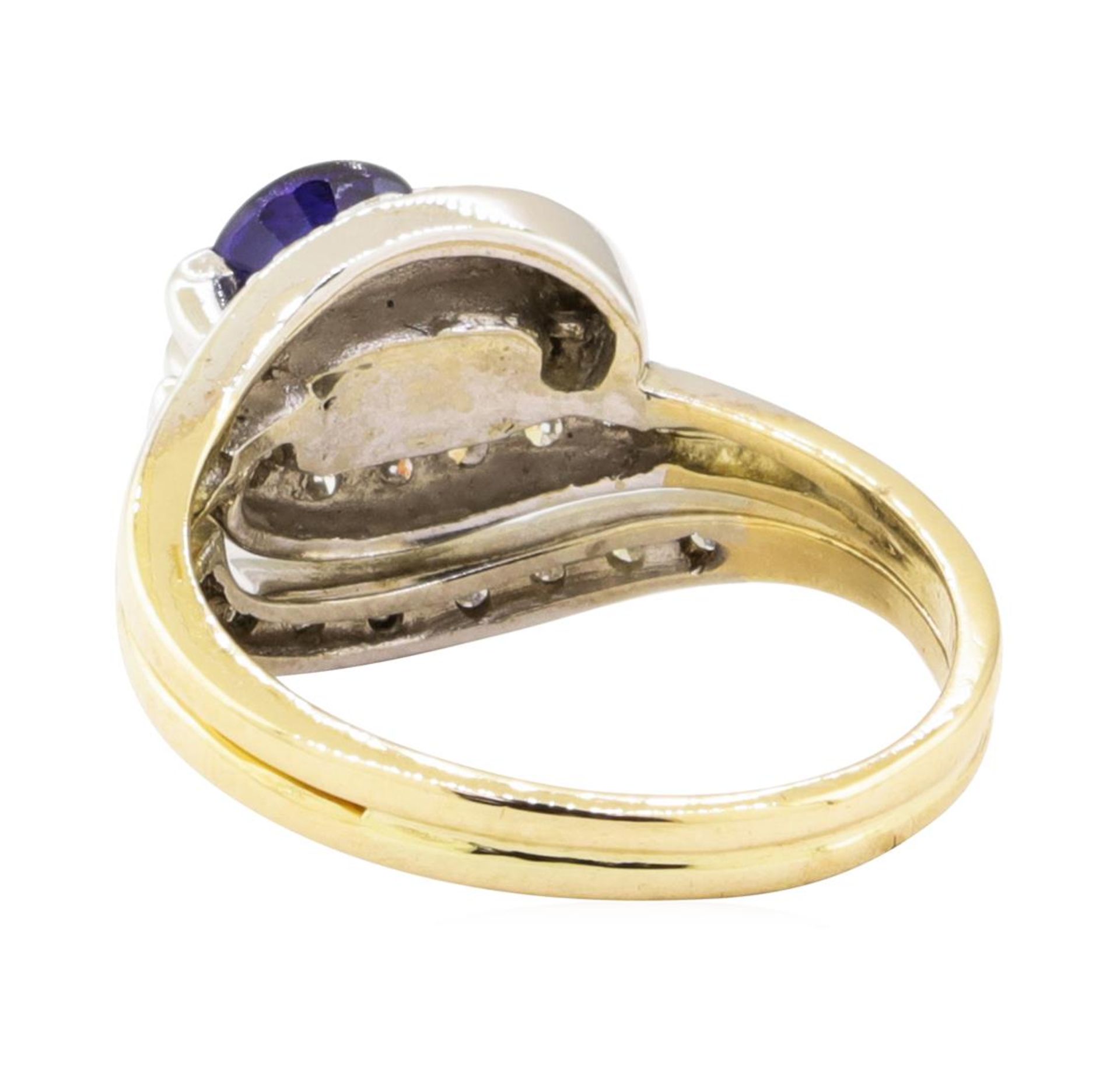 1.28 ctw Blue Sapphire And Diamond Ring And Attached Band - 14KT Yellow Gold - Image 3 of 5