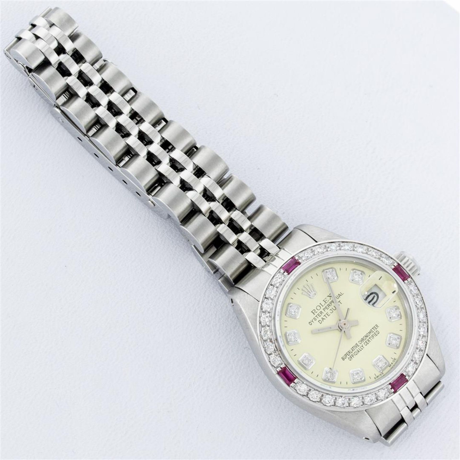 Rolex Ladies Stainless Steel Yellow Diamond & Ruby 26MM Datejust Wristwatch - Image 6 of 9