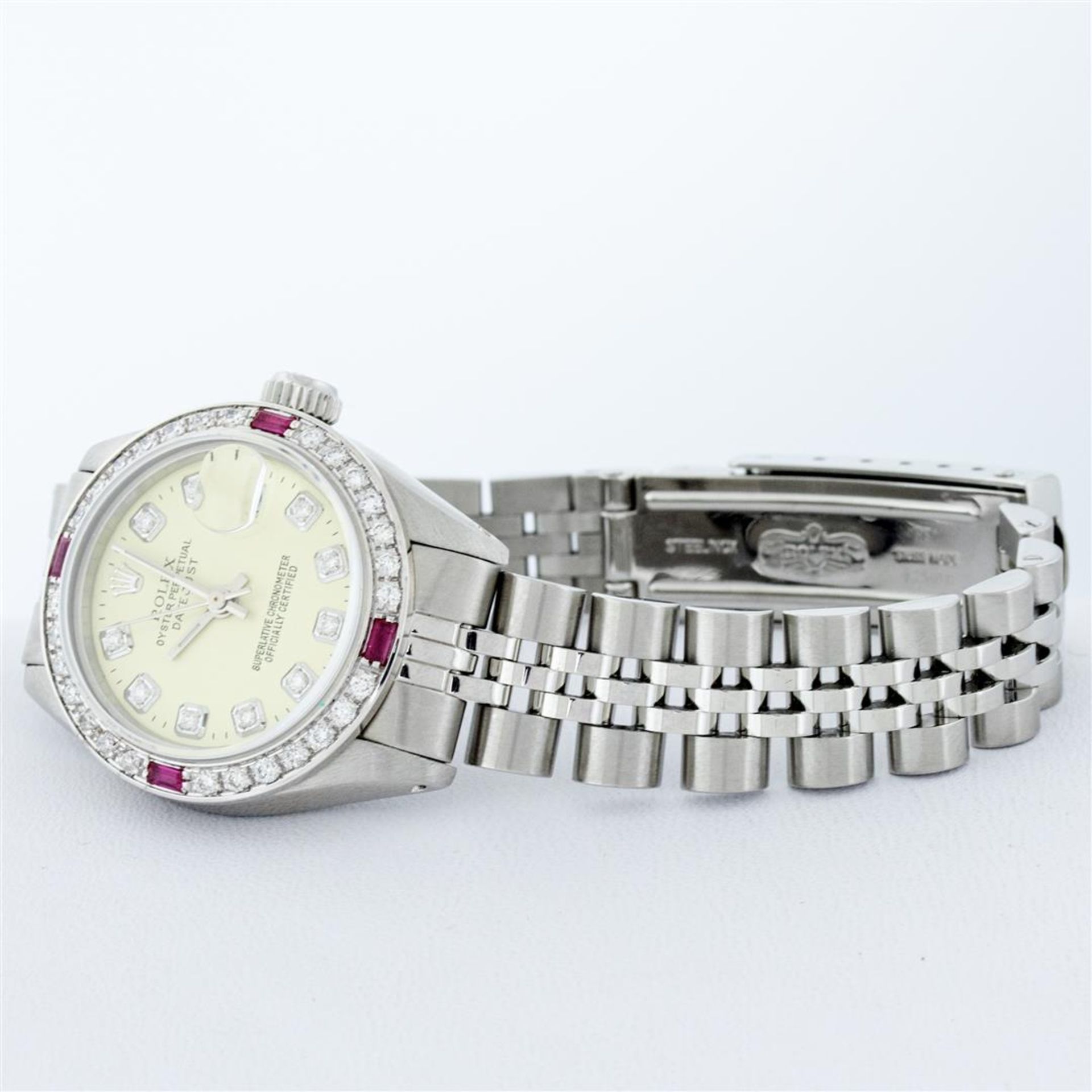 Rolex Ladies Stainless Steel Yellow Diamond & Ruby 26MM Datejust Wristwatch - Image 5 of 9