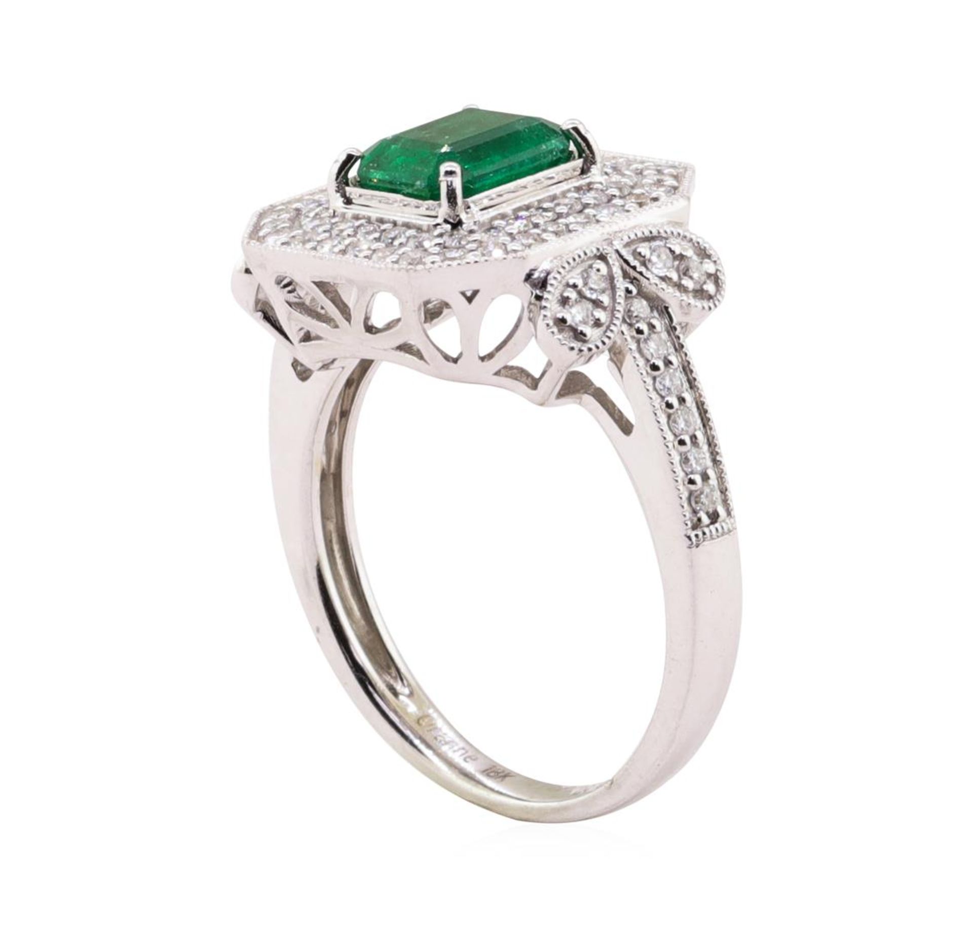 1.15ct Emerald and Diamond Ring - 18KT White Gold - Image 4 of 5