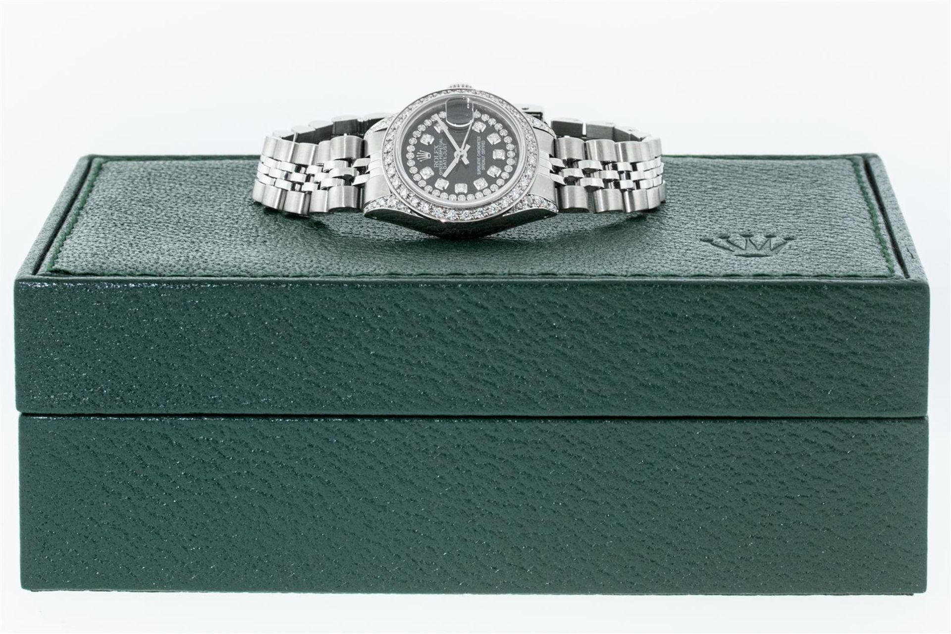 Rolex Ladies Stainless Steel 26MM Black Diamond Lugs Datejust Wristwatch Service - Image 4 of 9