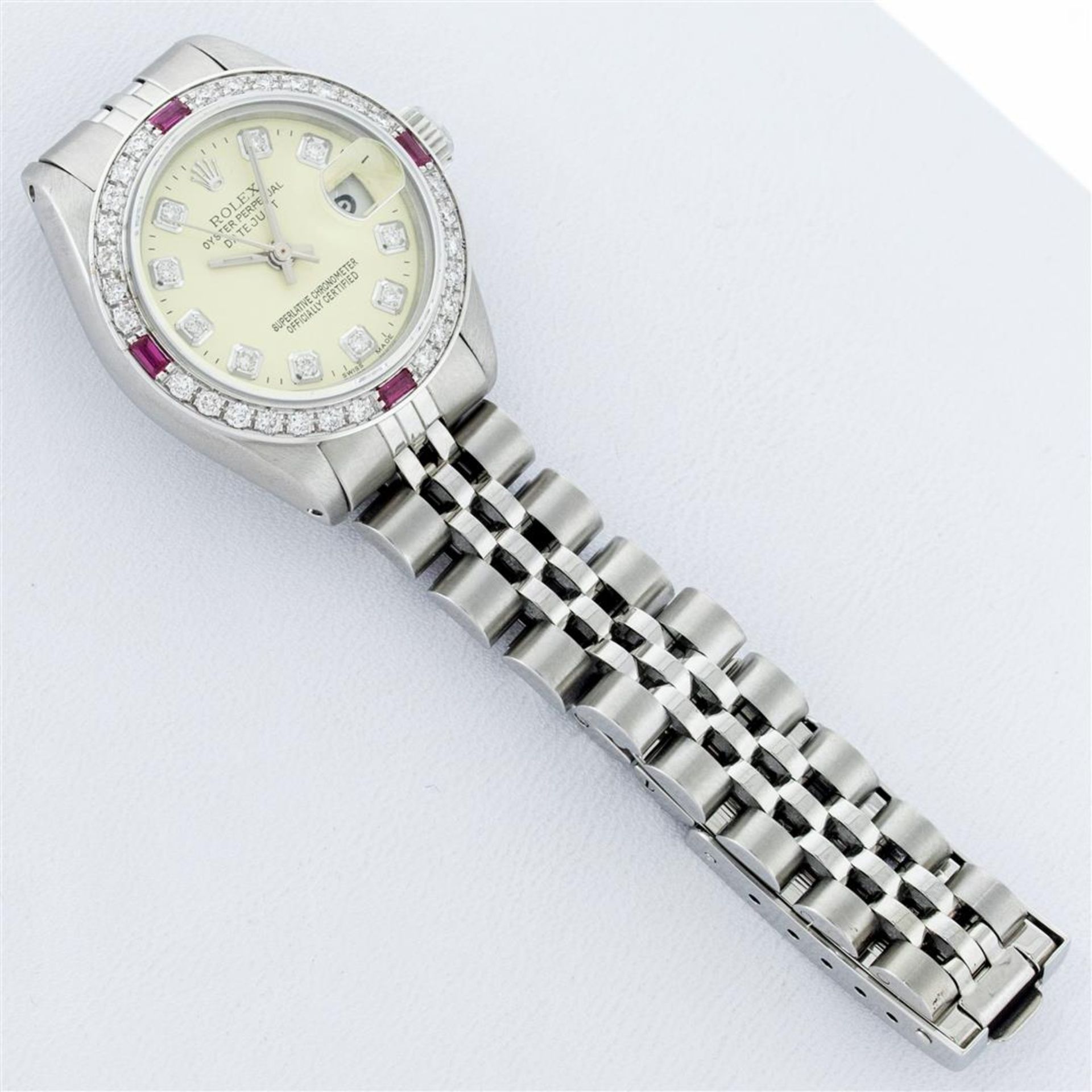 Rolex Ladies Stainless Steel Yellow Diamond & Ruby 26MM Datejust Wristwatch - Image 7 of 9