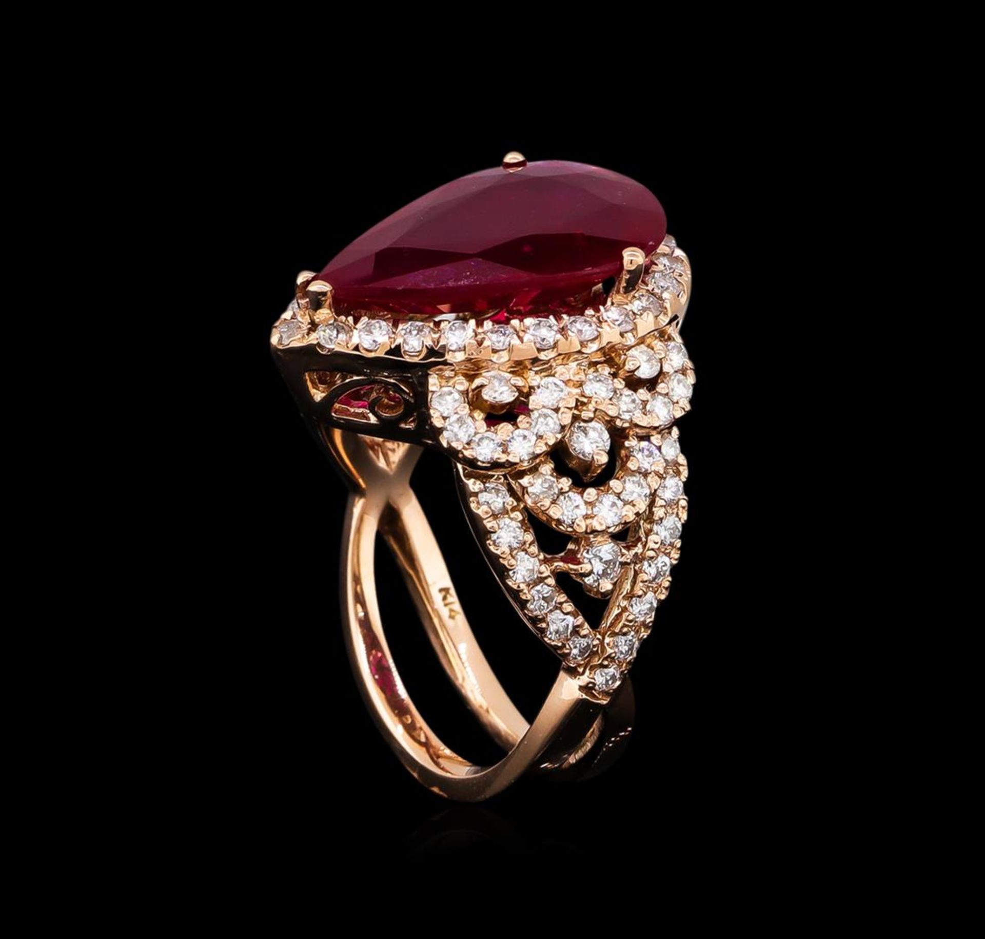5.35ct Ruby and Diamond Ring - 14KT Rose Gold - Image 4 of 6