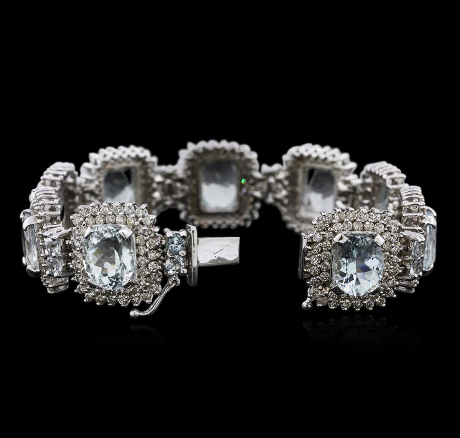 14KT White Gold 38.79 ctw Aquamarine and Diamond Bracelet - Image 3 of 4